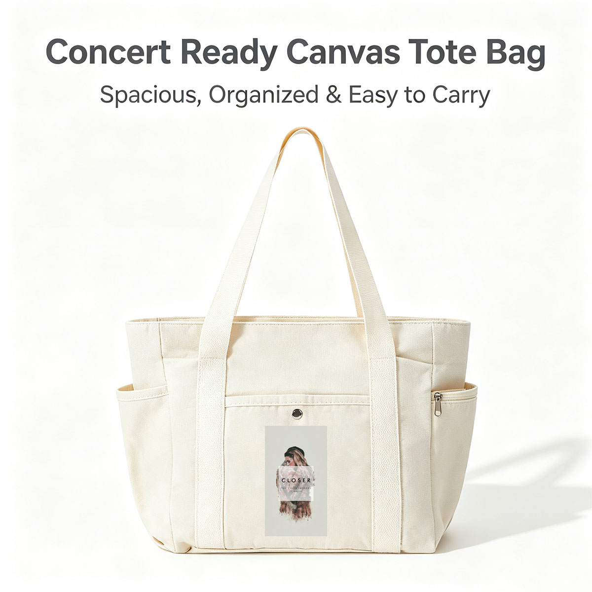 The Chainsmokers and Halsey in a Romantic Scene with Floral Artistic Design for Closer Music Cover - Multi-pocket bags