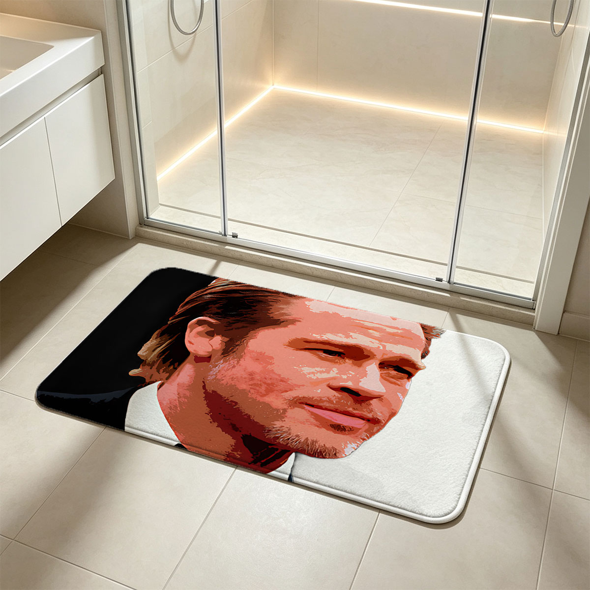 Brad Pitt in a Tuxedo Portrait - Flannel floor mat