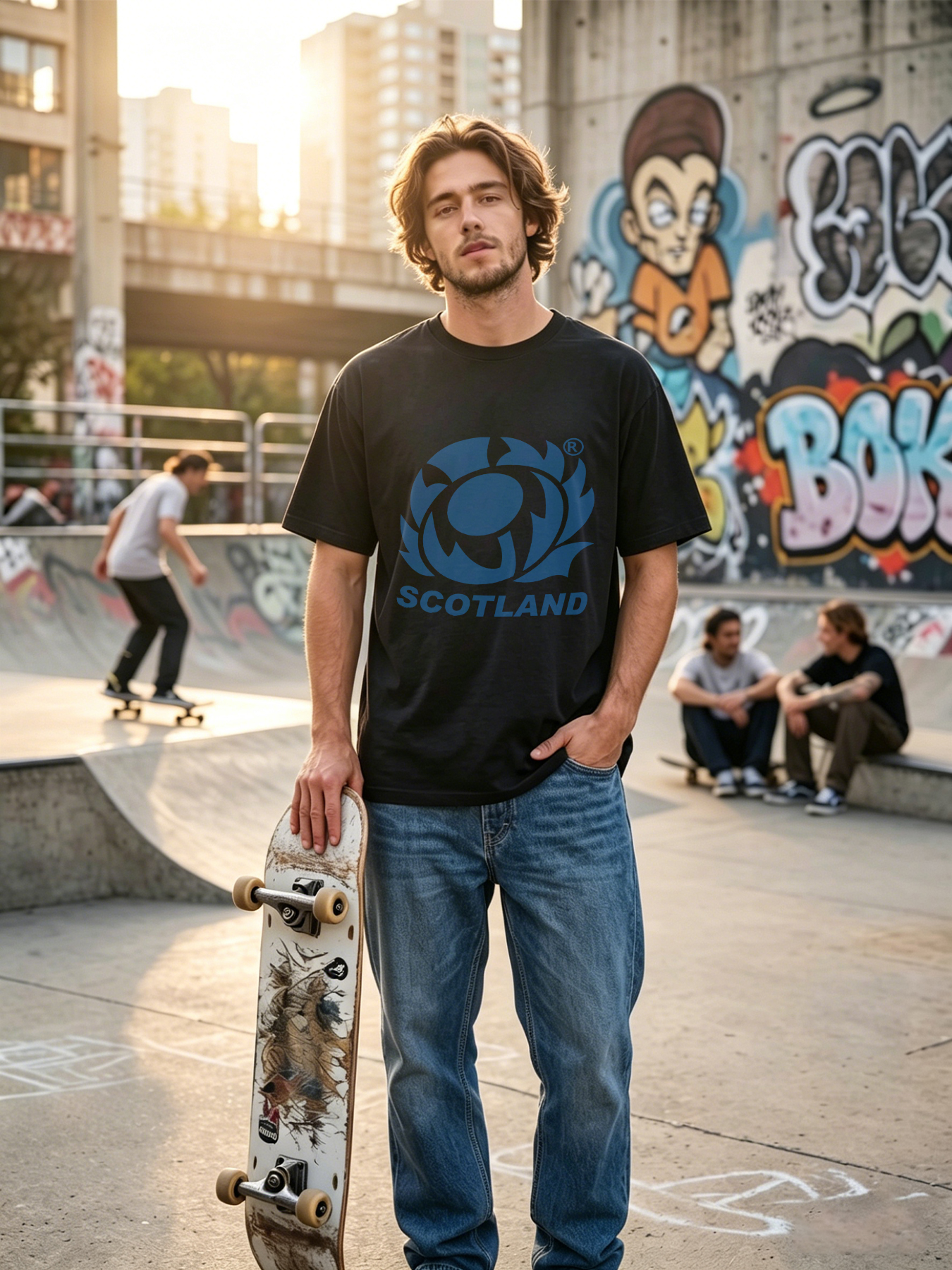 Men's Printed T-Shirt Scotland Thistle Logo Design Casual Round Neck Summer Lightweight Breathable Short Sleeve T-Shirt for Fans and Travelers Adult Unisex Streetwear Outfit