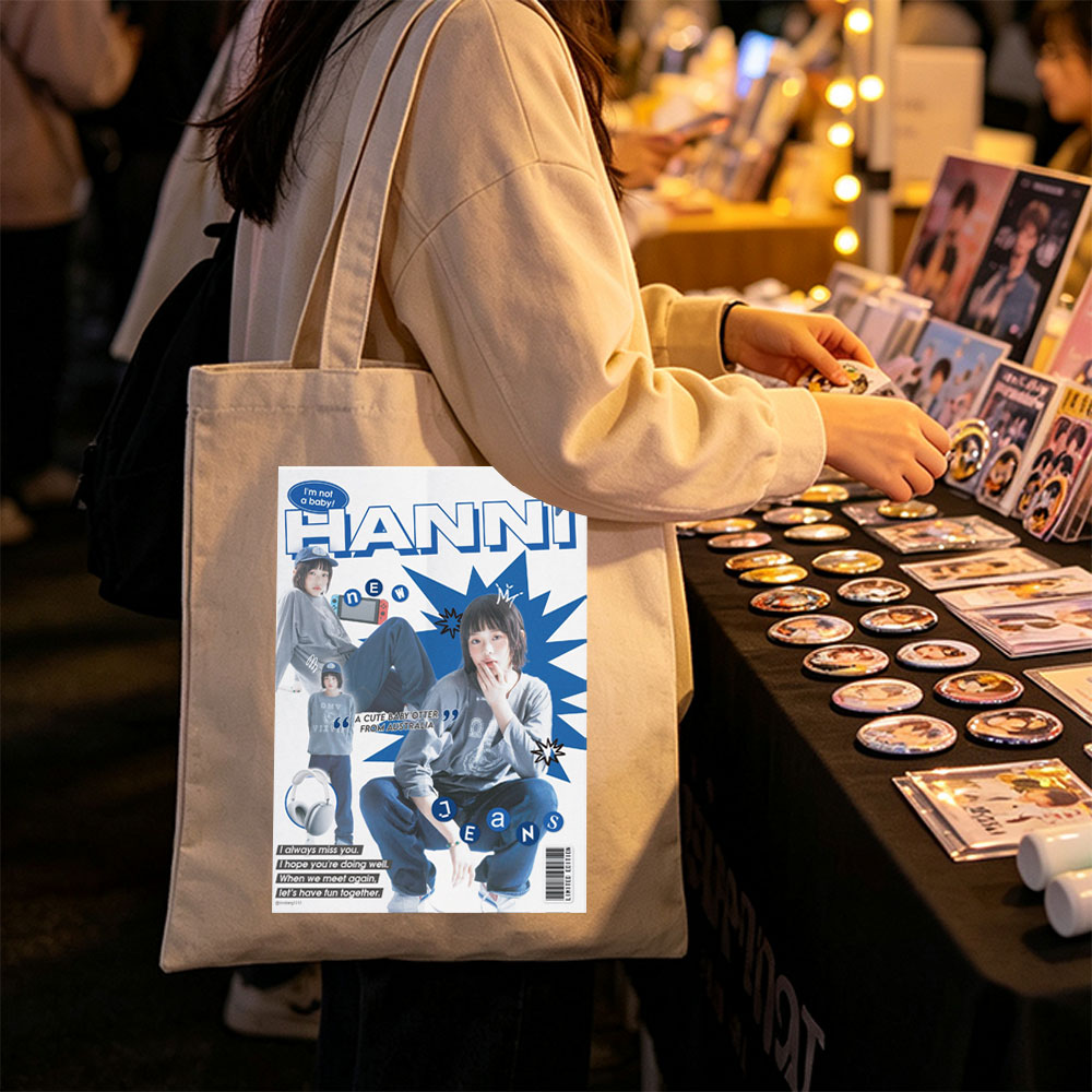 HANNI New Jeans Cover Feature: A Cute Baby Otter from Australia in Stylish Streetwear and Headphones - Canvas tote bags