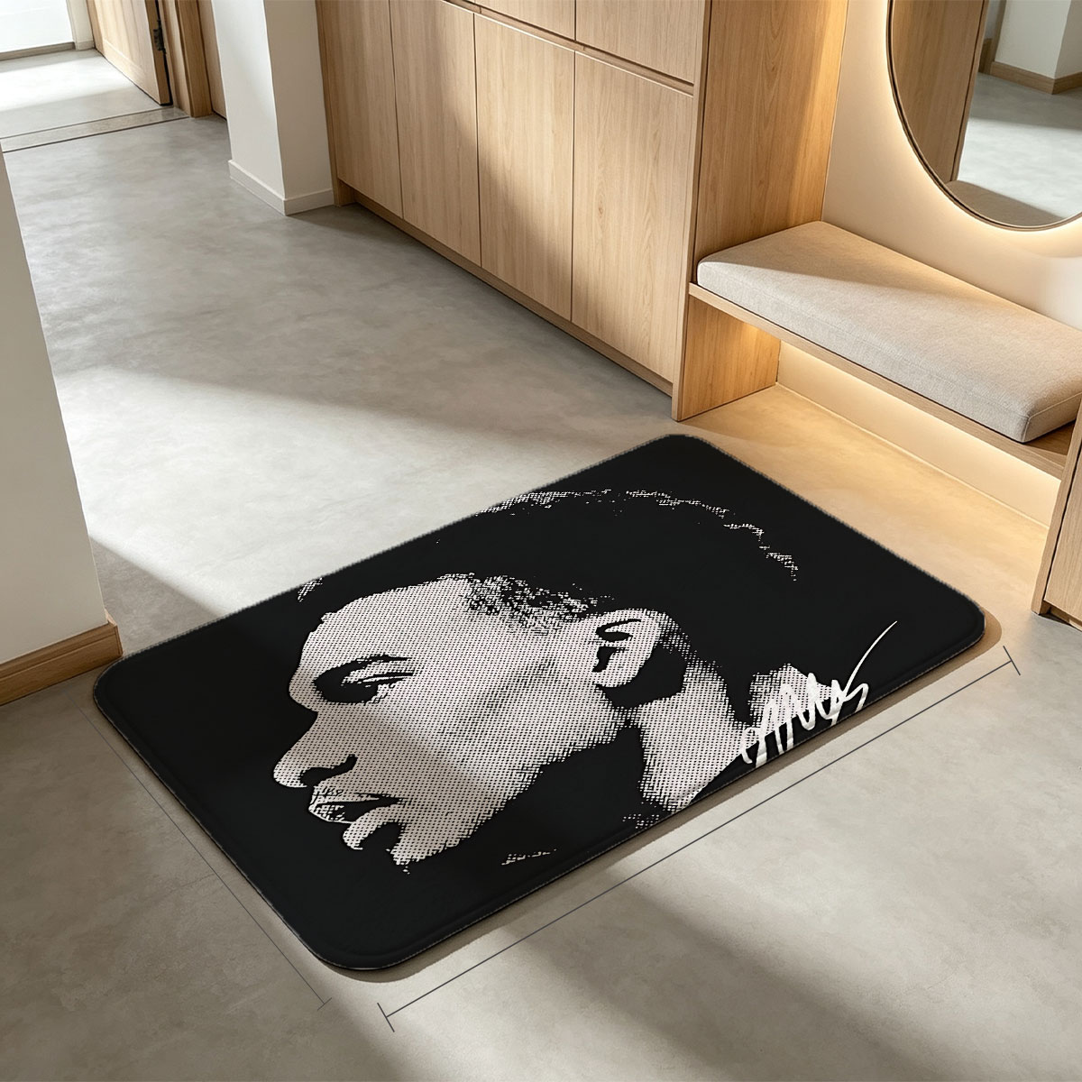 J. Cole Portrait in Halftone Style - Flannel floor mat