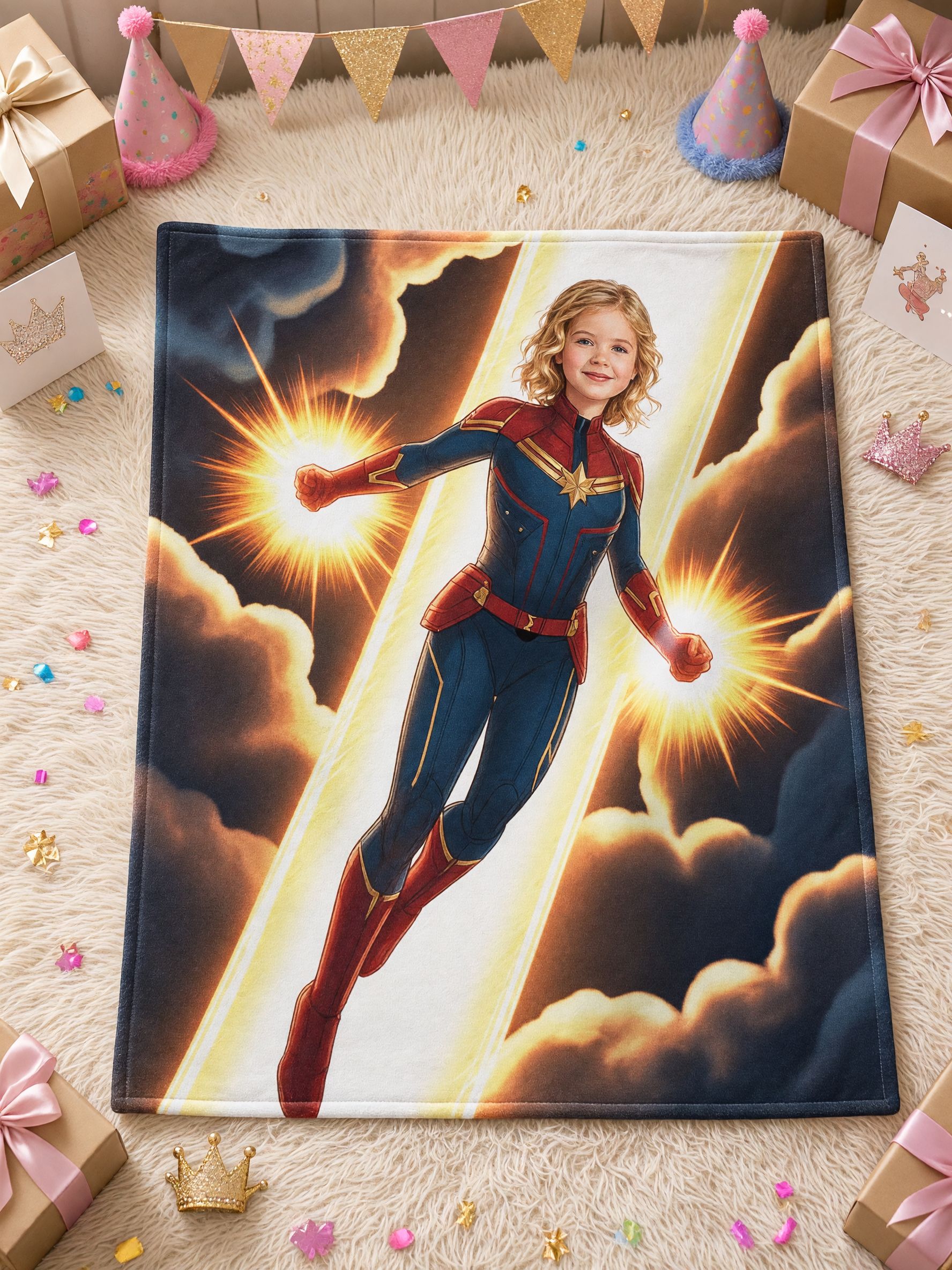 Custom Face Superhero Blanket Personalized Photo Flannel Throw Ultra Soft Anti-Pilling Fleece Ideal Personalized Gift