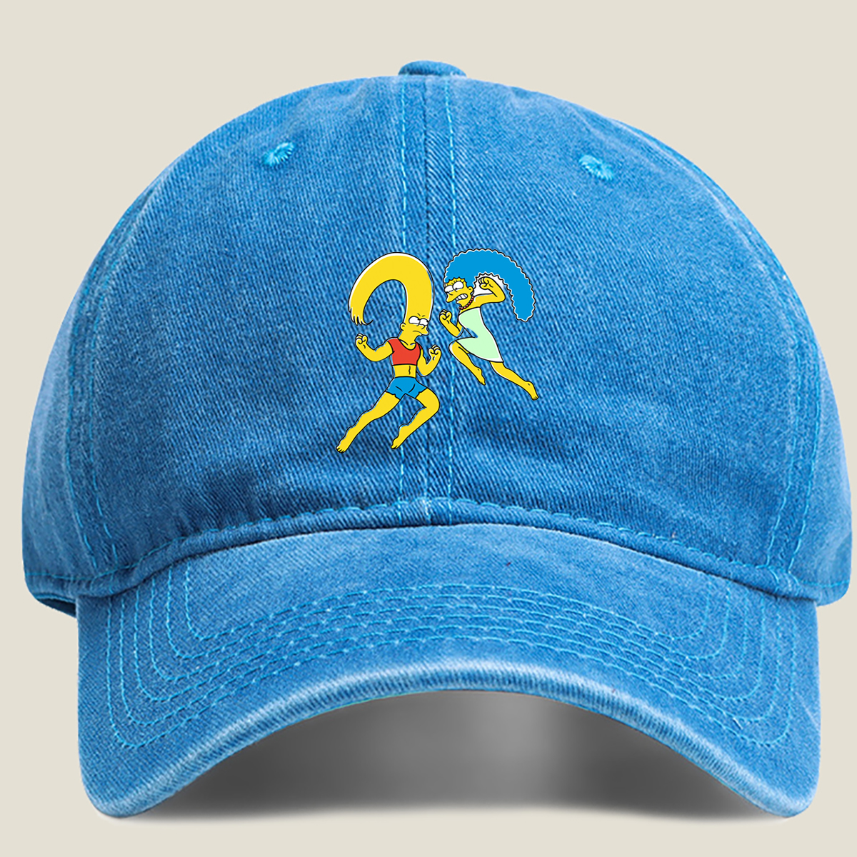 The Simpsons: Marge and Homer Running - Washed Denim - Baseball Cap