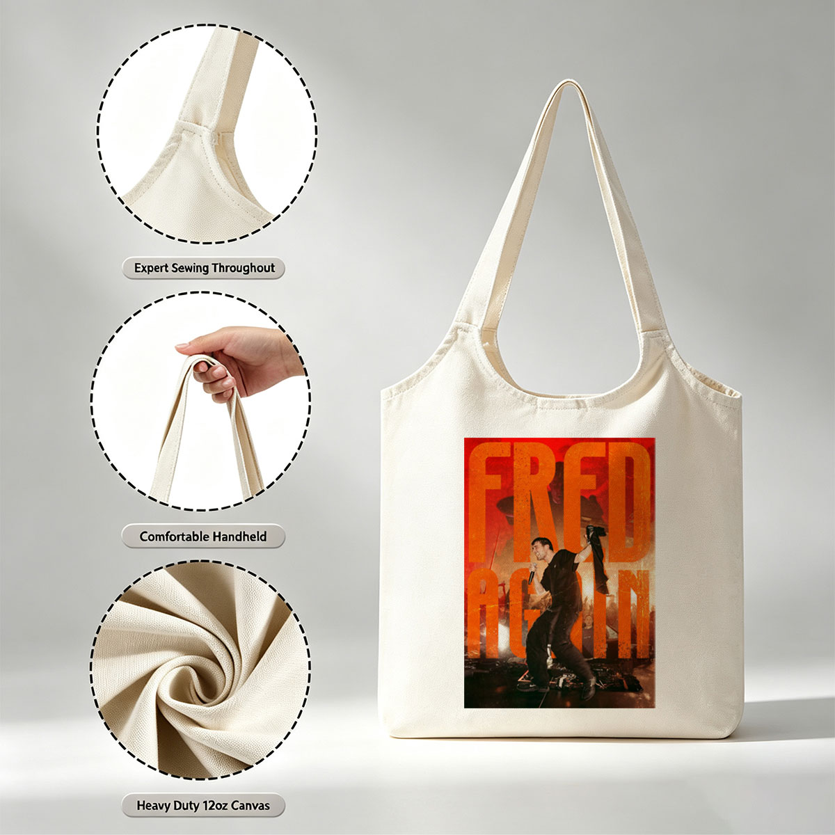 Fred Again Live Performance on Stage with Dynamic Lighting and Crowd Energy - Canvas shoulder bags/