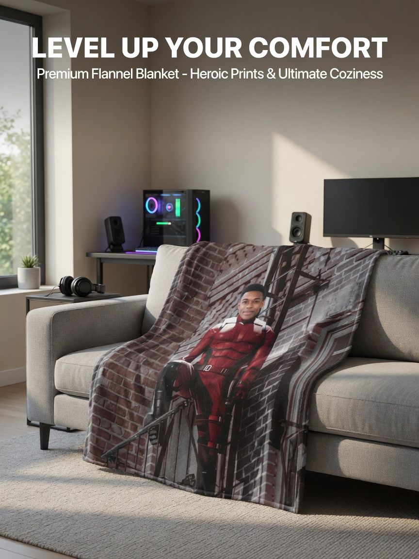 Custom Face Photo Flannel Throw Blanket Personalized Superhero Portrait Cozy Fleece Blanket for Bed Sofa Gift