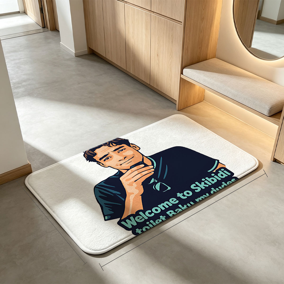 Welcome to Skibidi Toilet Baku My Dudes - Man with Phone Cartoon - Flannel floor mat