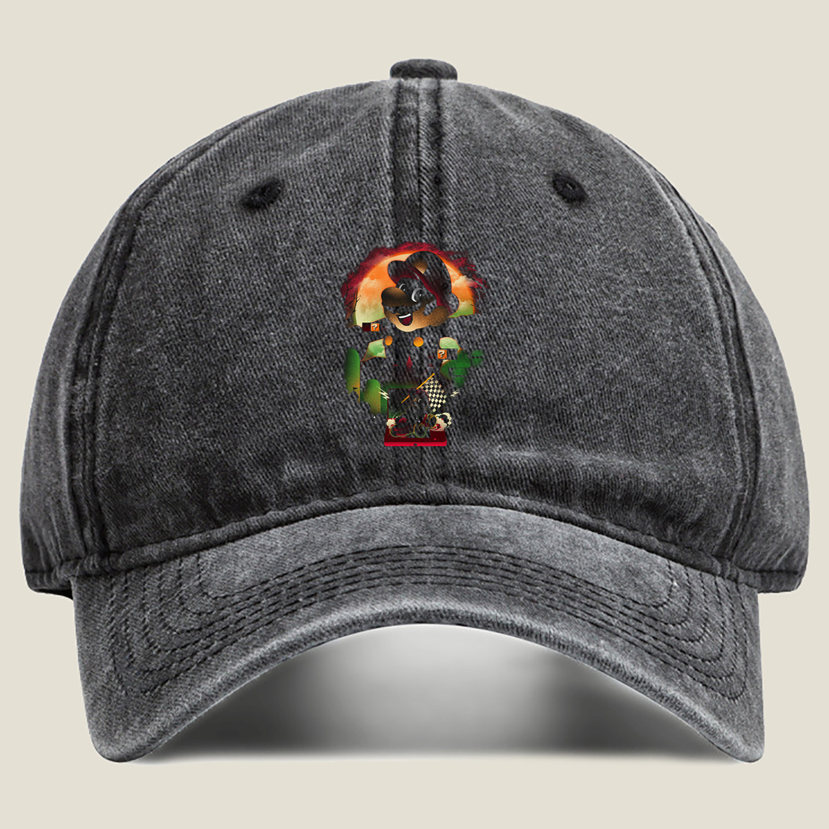 Super Mario: Dark Mario and Koopa Troopa Adventure - Washed Denim - Baseball Cap