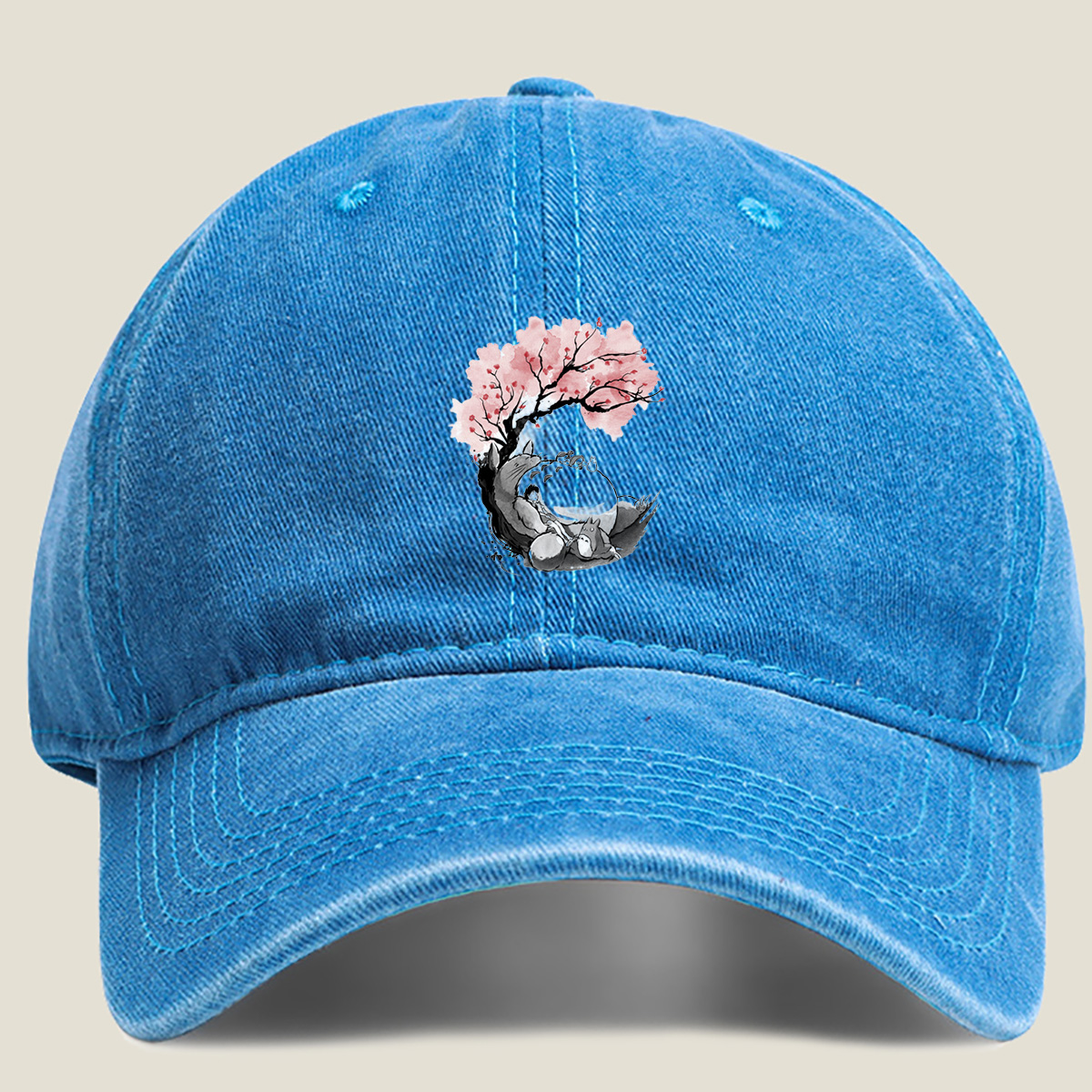 My Neighbor Totoro: Mei and Totoro Under Cherry Blossoms - Washed Denim - Baseball Cap