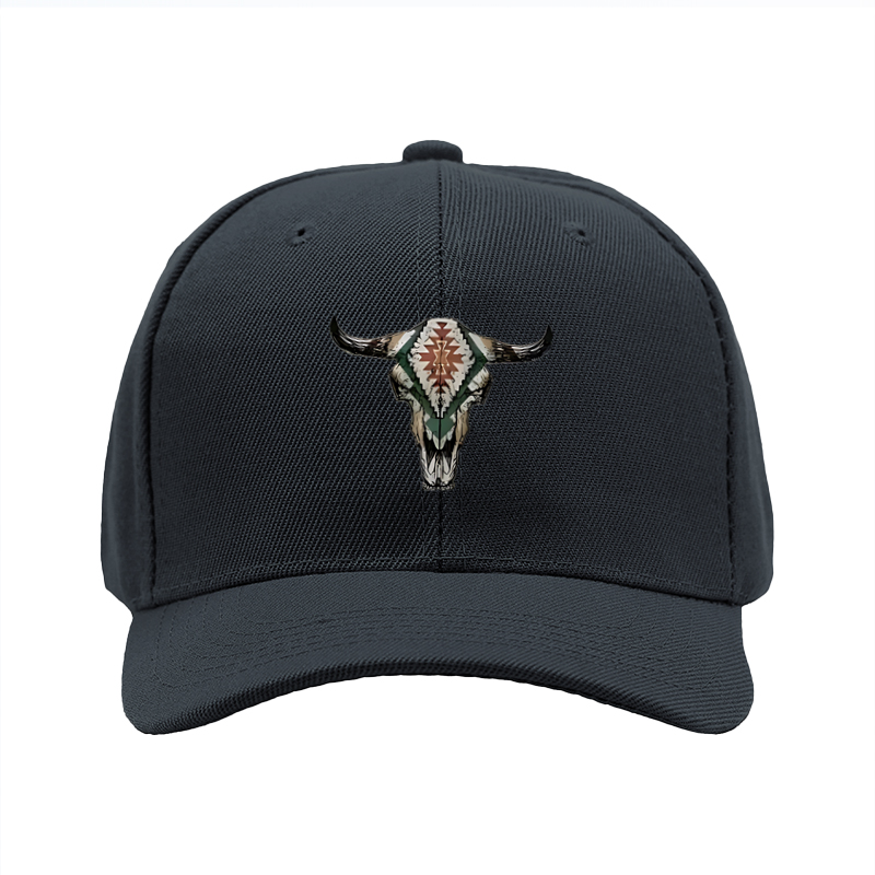 1pc New Baseball Cap with Bull Skull Tribal Print Design Unisex Adjustable Hat for Outdoor Activities and Casual Wear Suitable for Adults and Teens