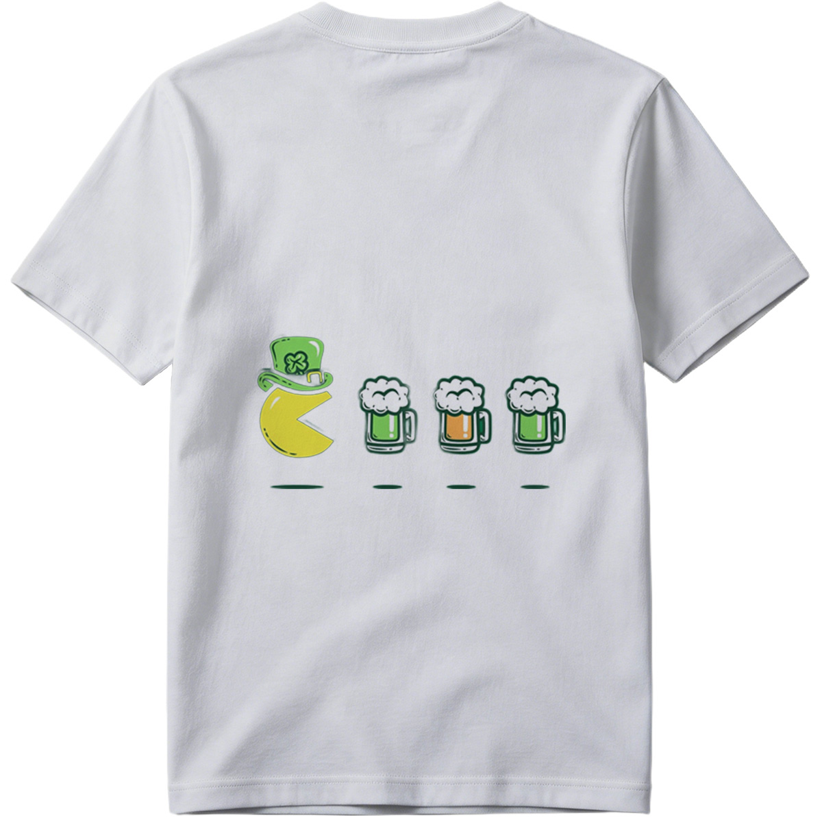 Pac-Man Wears a Leprechaun Hat and Approaches Beer Mugs - Tee