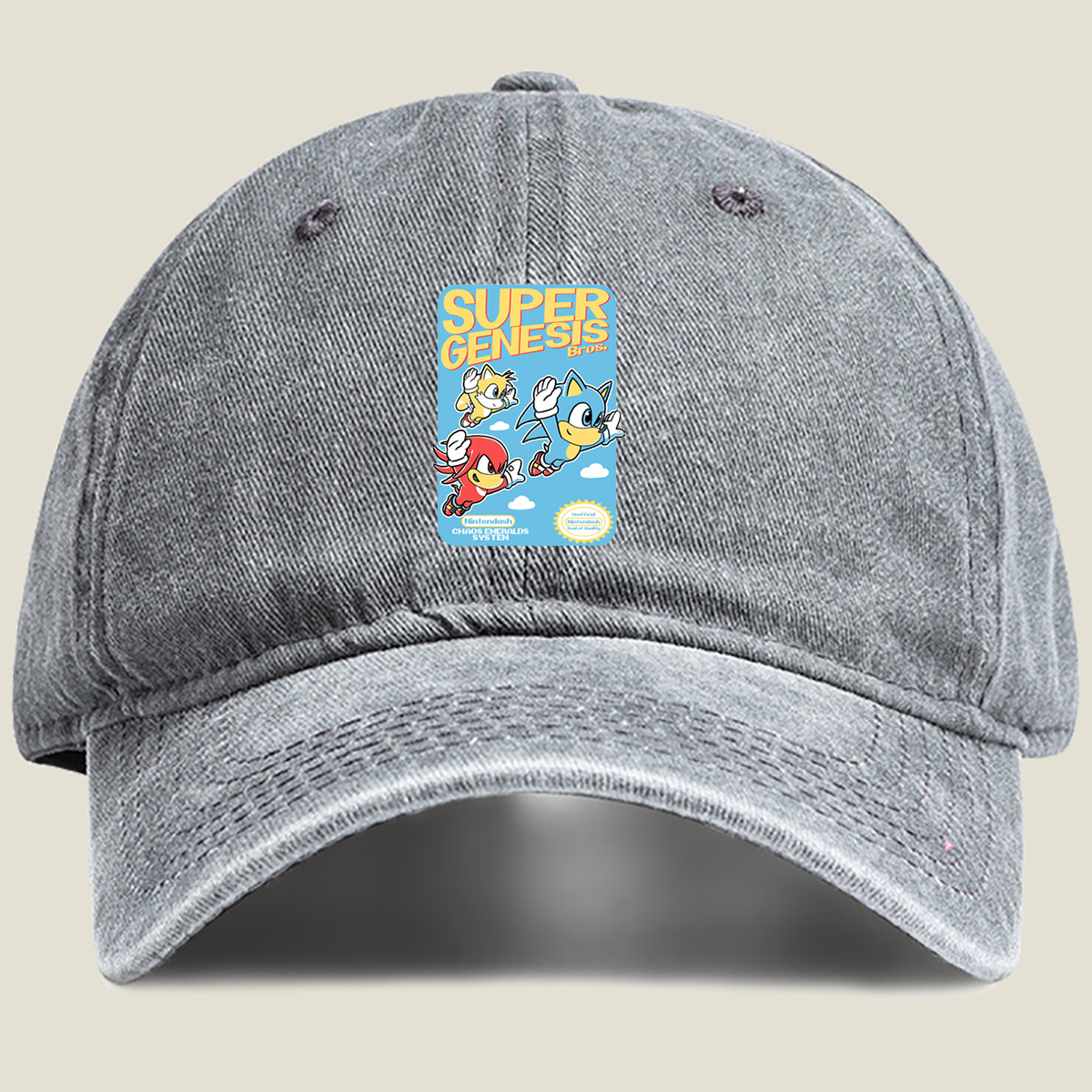 Super Genesis Bros. - Sonic, Tails, and Knuckles - Washed Denim - Baseball Cap