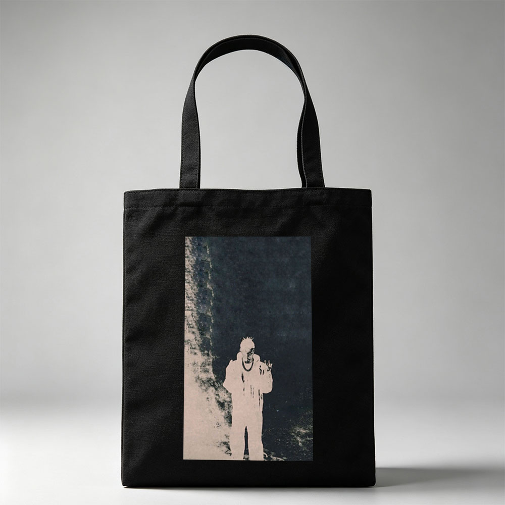 Lil Durk in Dark Urban Scene with High-Contrast Silhouette Art - Canvas tote bags