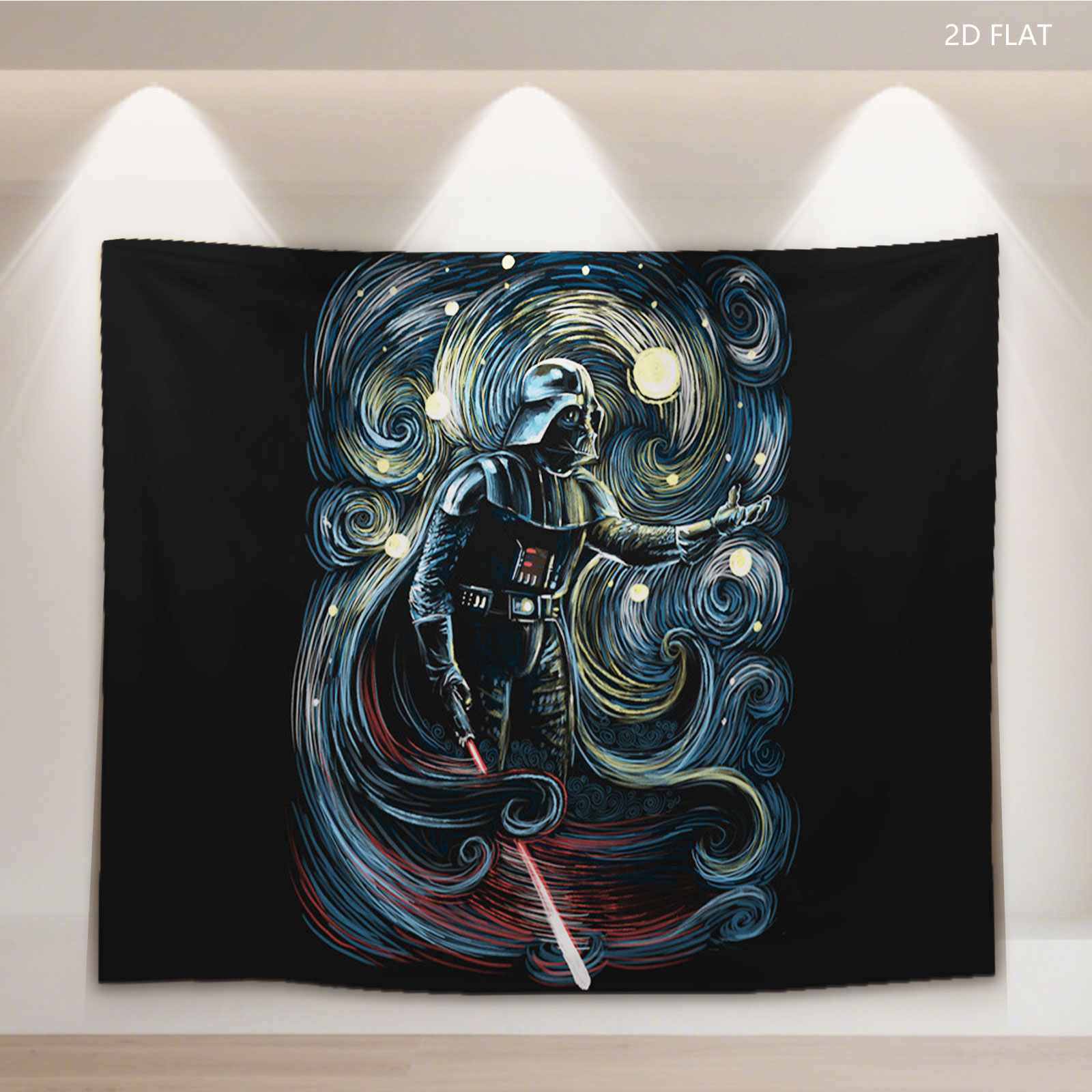 Darth Vader in a Starry Night Style Artwork - Tapestry