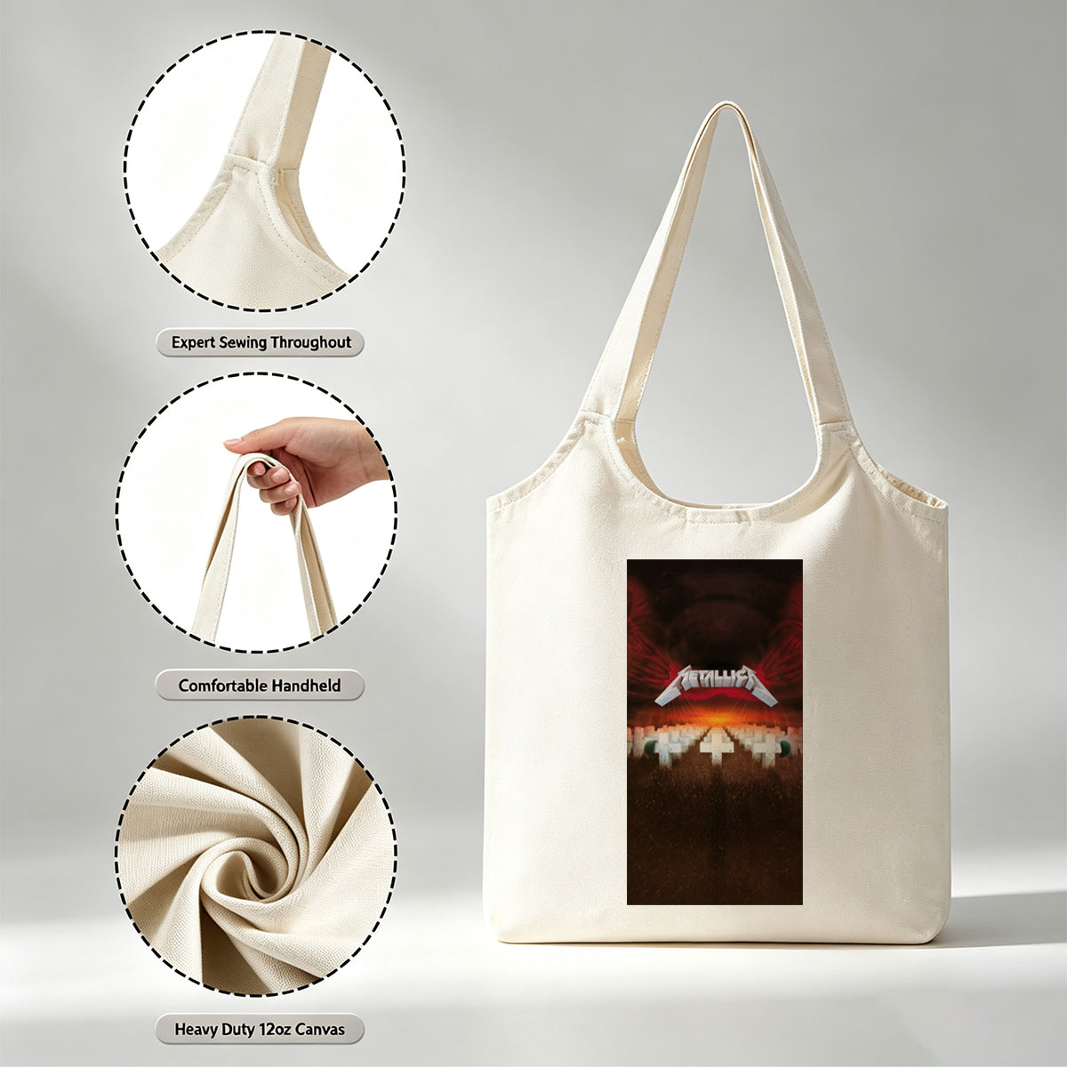 Metallica War Scene with Crosses and Fiery Sky - Canvas shoulder bags/