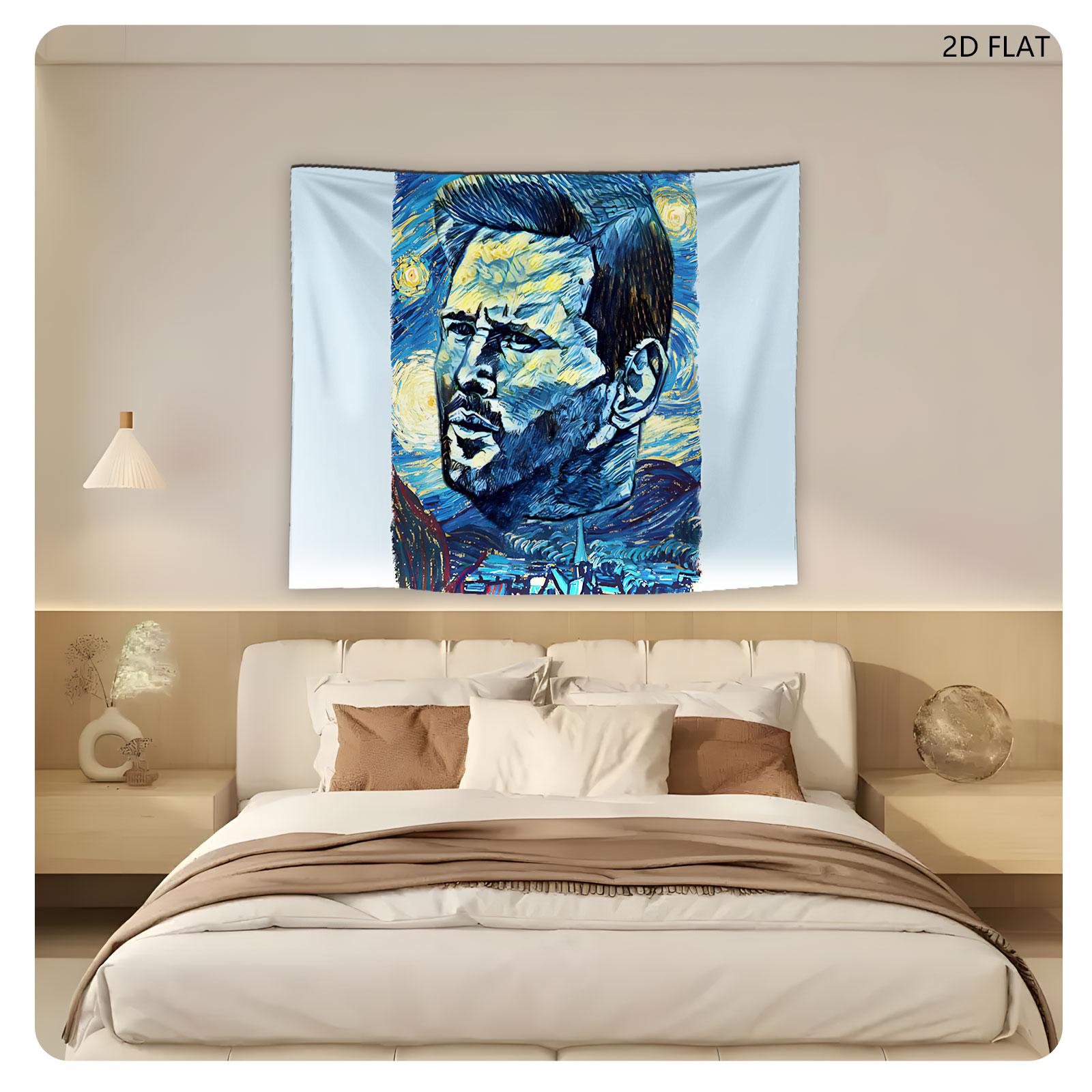 Vincent van Gogh Portrait in Starry Night Style - Tapestry