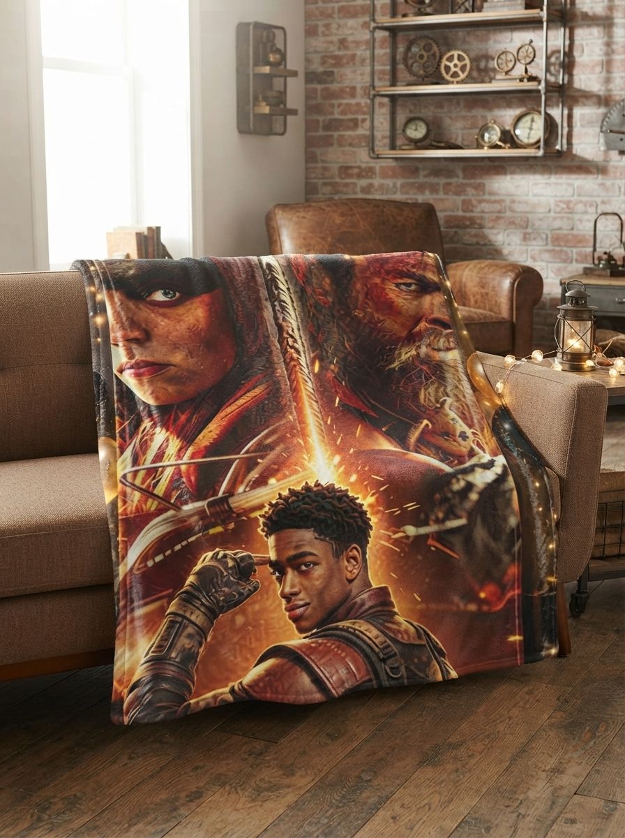 Custom Photo Flannel Throw Blanket, Personalized Epic Character Portrait Soft Fleece Blanket, Anti-Pilling Cozy Warm