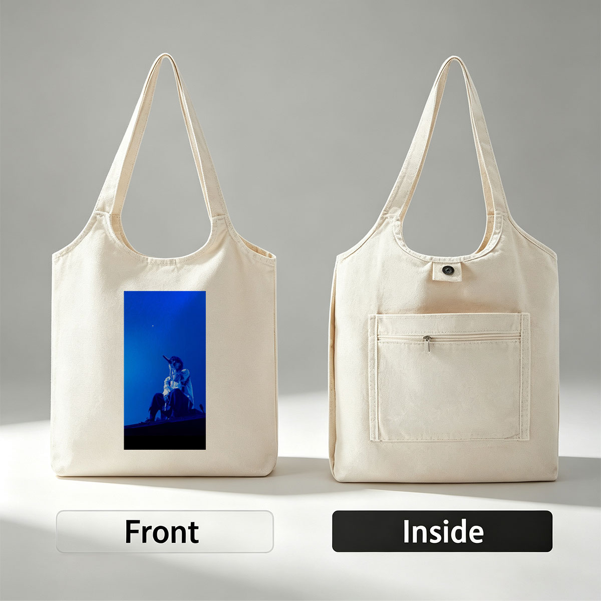 Troye Sivan Performing on Stage Under Blue Lighting - Canvas shoulder bags/