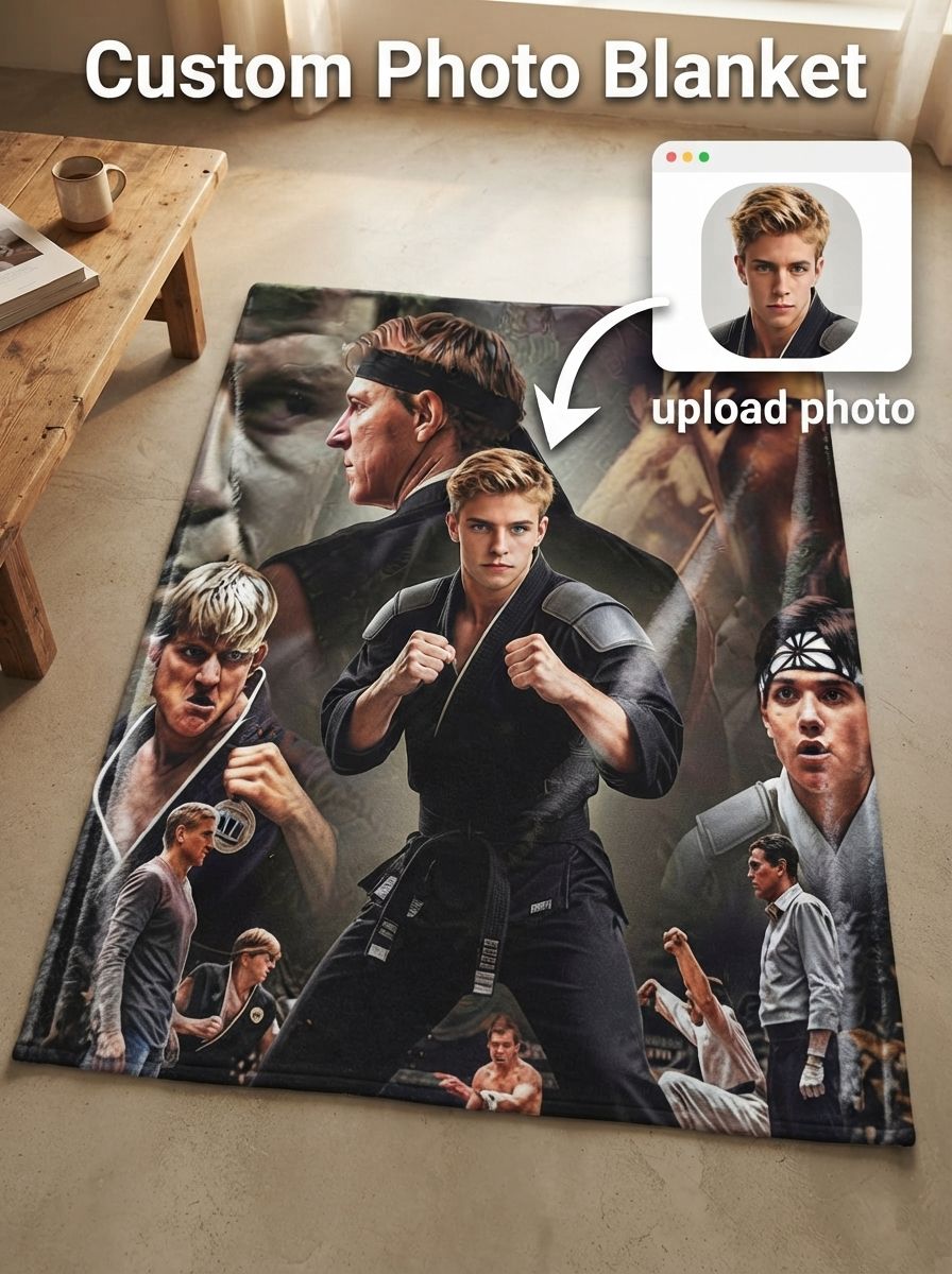 Custom Face Photo Martial Arts Flannel Throw Blanket Soft Fleece Bed Sofa Wrap Cozy Personalized Gift