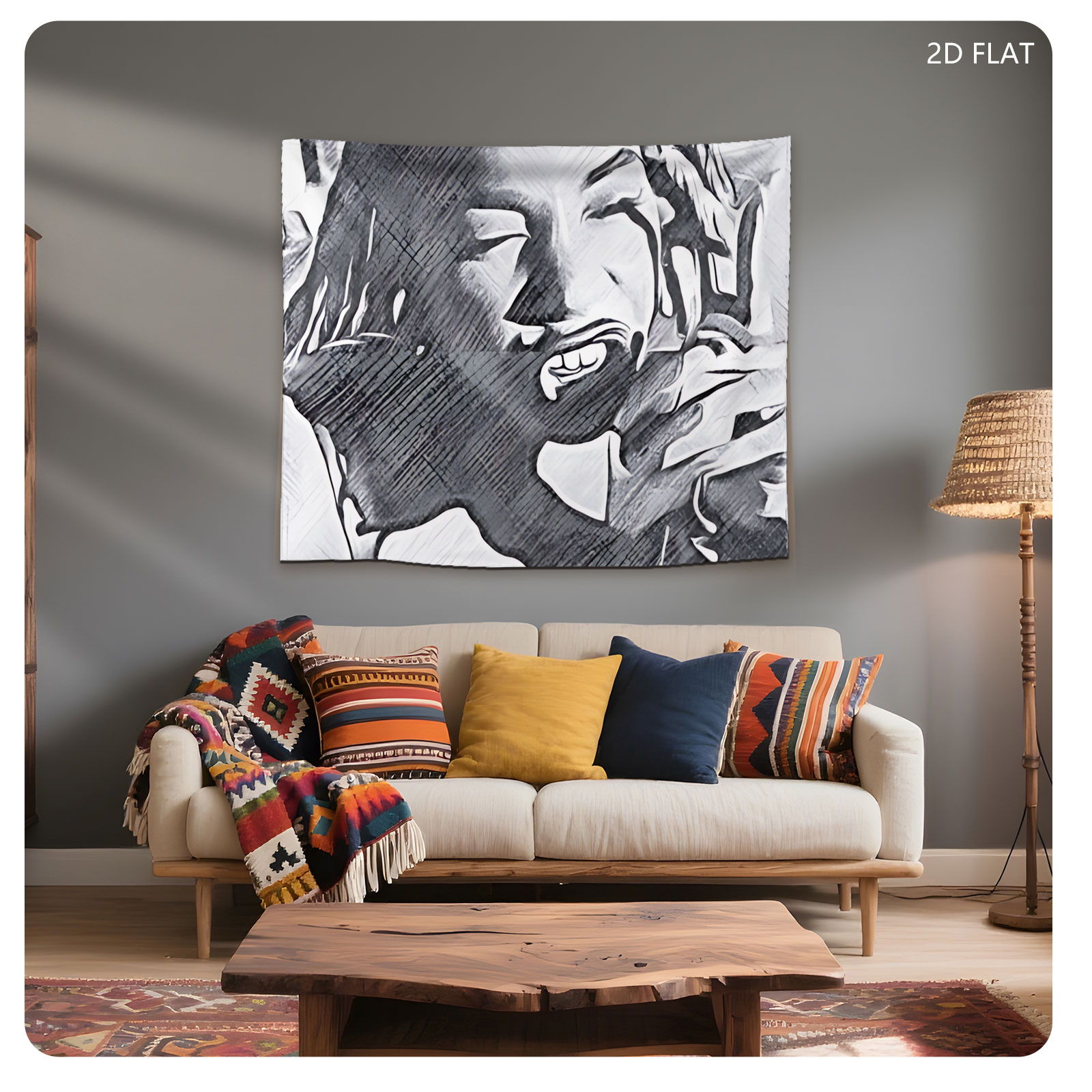 Woman Laughing with Braided Hair and Headphones - Tapestry