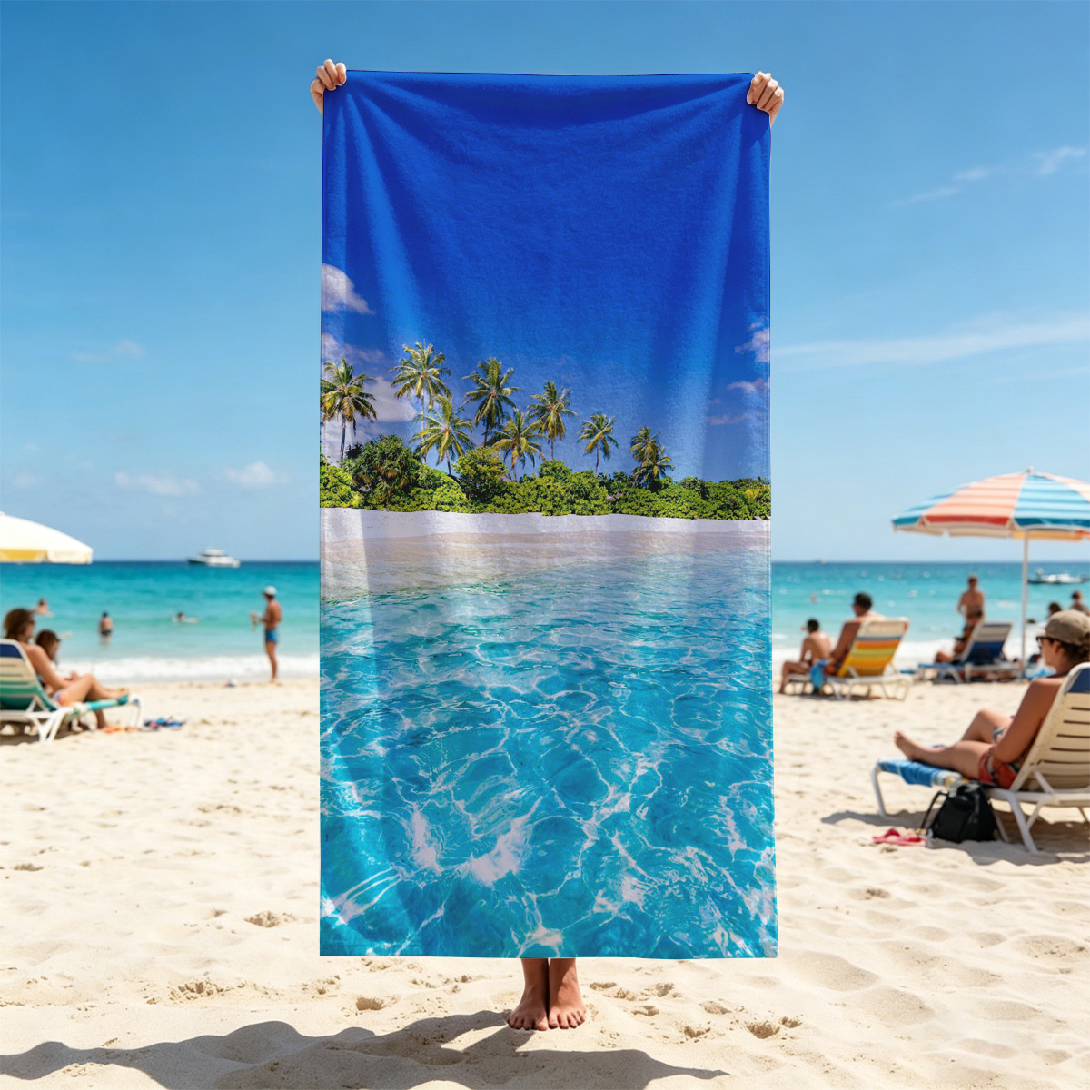 Crystal Clear Waters and Palm Trees on a Tropical Beach - Beach towels
