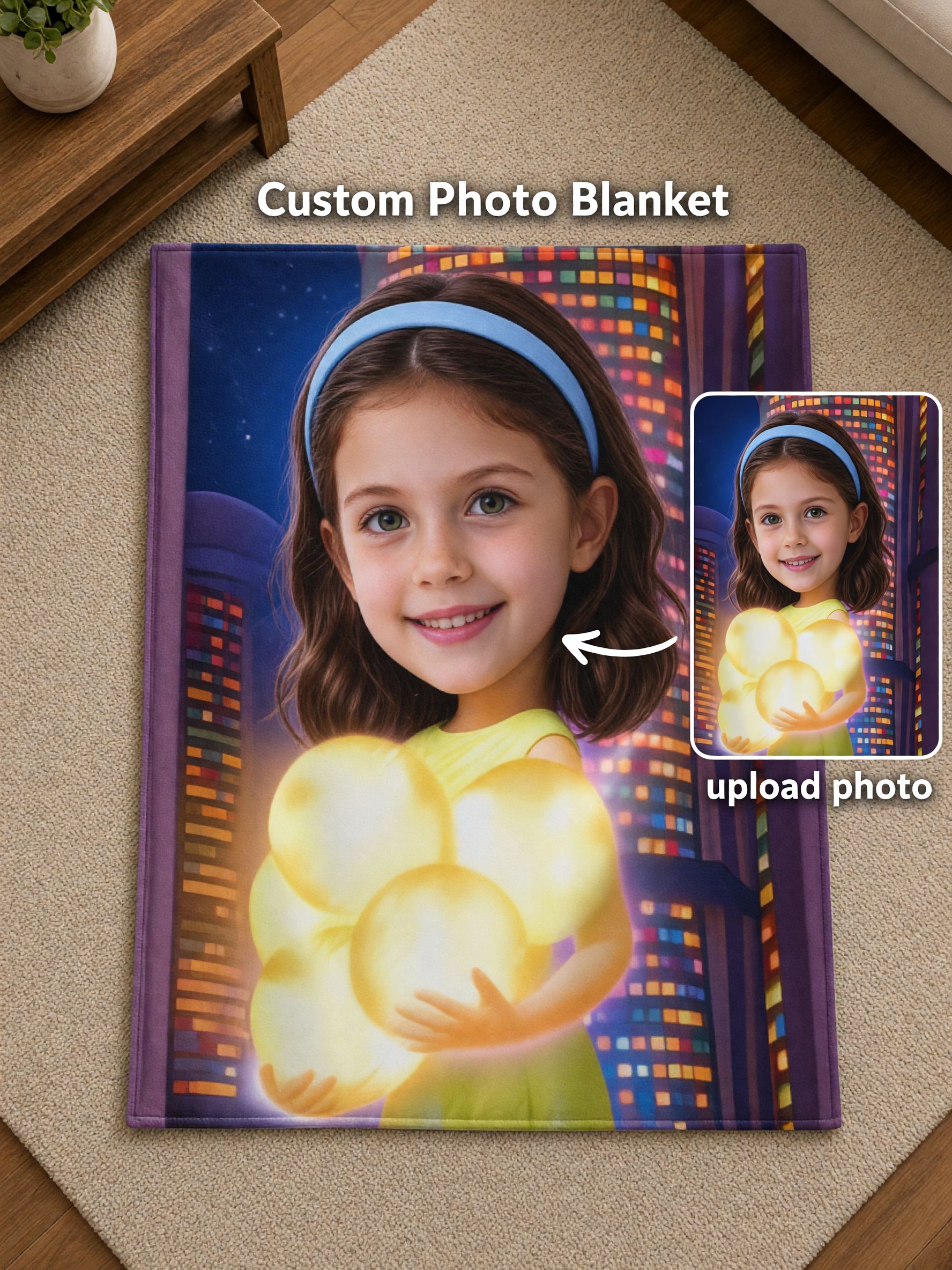Custom Face Photo Blanket Personalized Soft Flannel Throw for Bed and Sofa Ideal Keepsake Gift