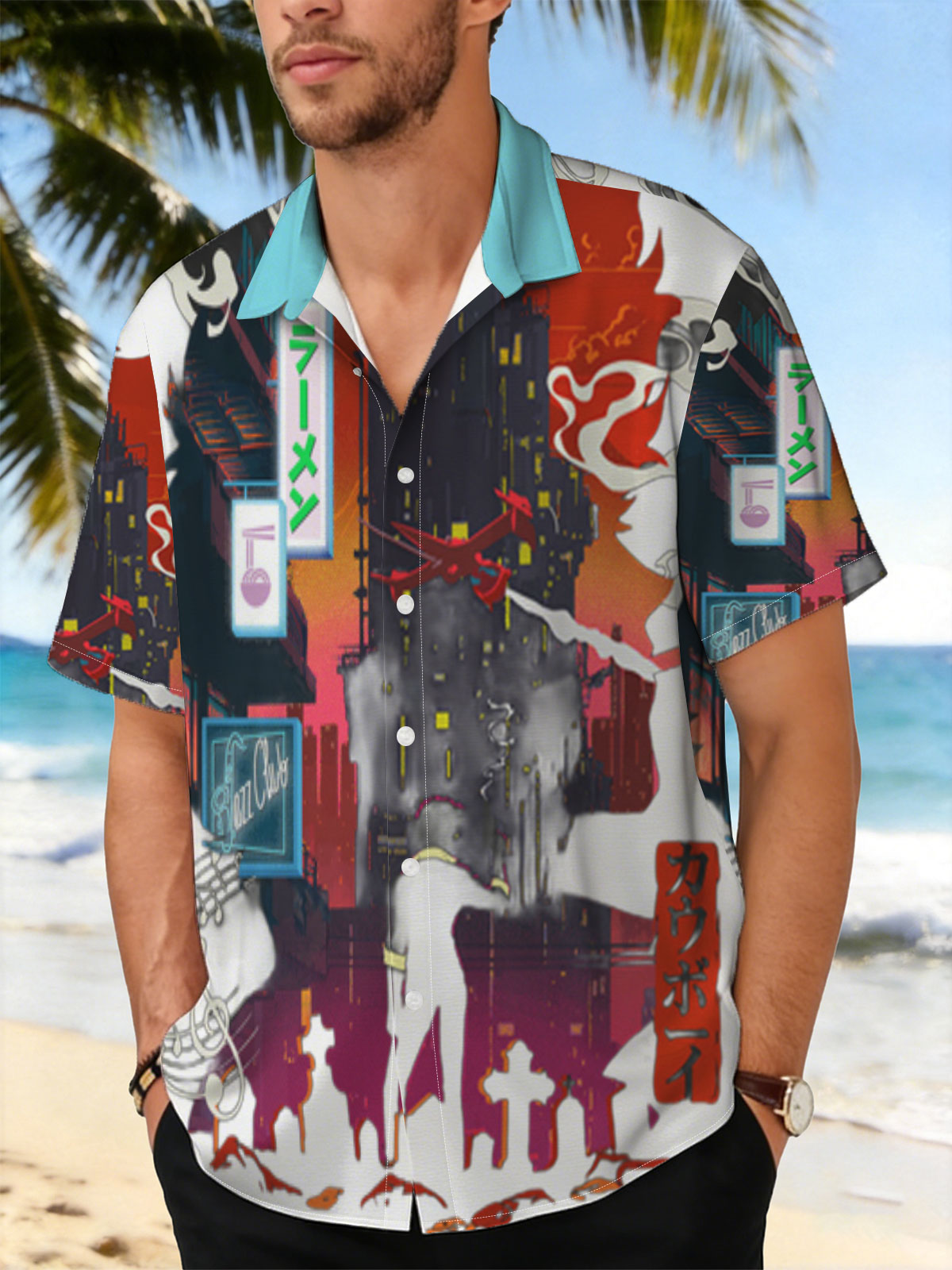 Cowboy in Neon City: Ramen, Jazz Club, and Flying Plane -  Shirt
