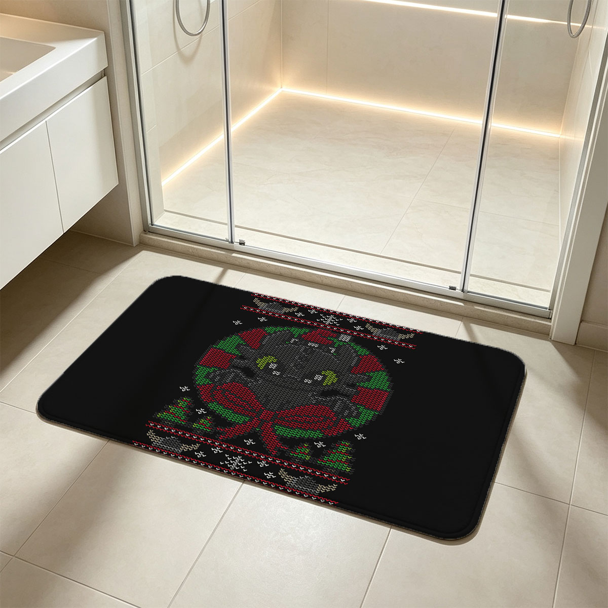 Baby Yoda Christmas Sweater Design - Flannel floor mat