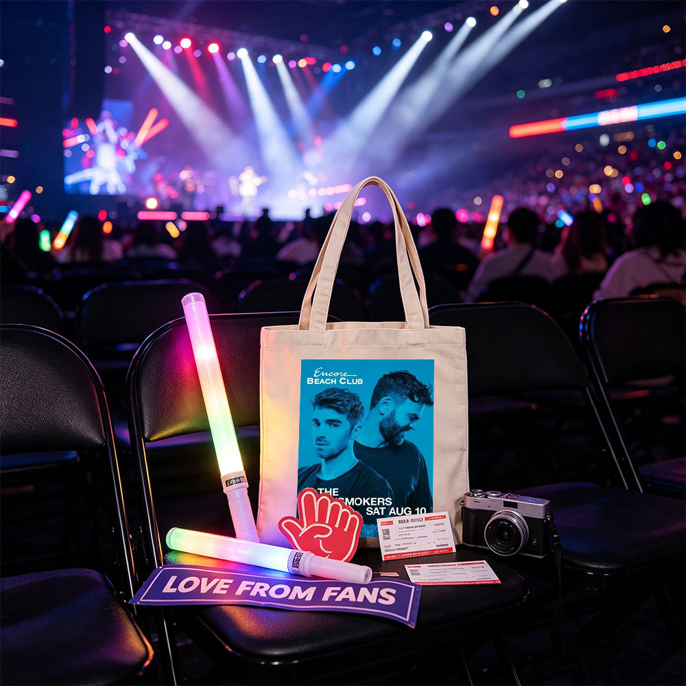 The Chainsmokers at Encore Beach Club - Live Performance Poster for August 10 Event - Canvas tote bags