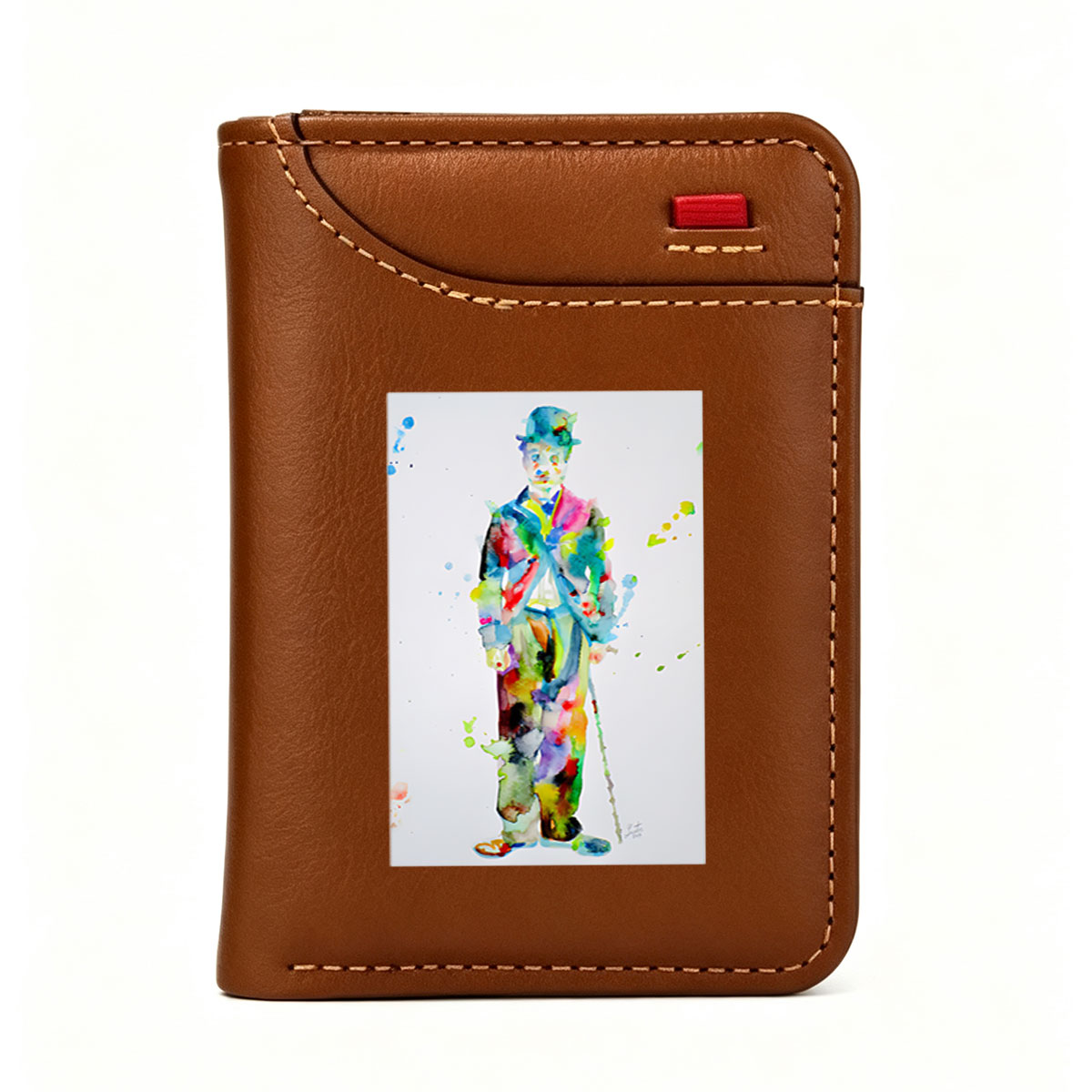 Colorful Watercolor Portrait of a Dapper Gentleman in a Top Hat and Suit - Vertical Style Wallet
