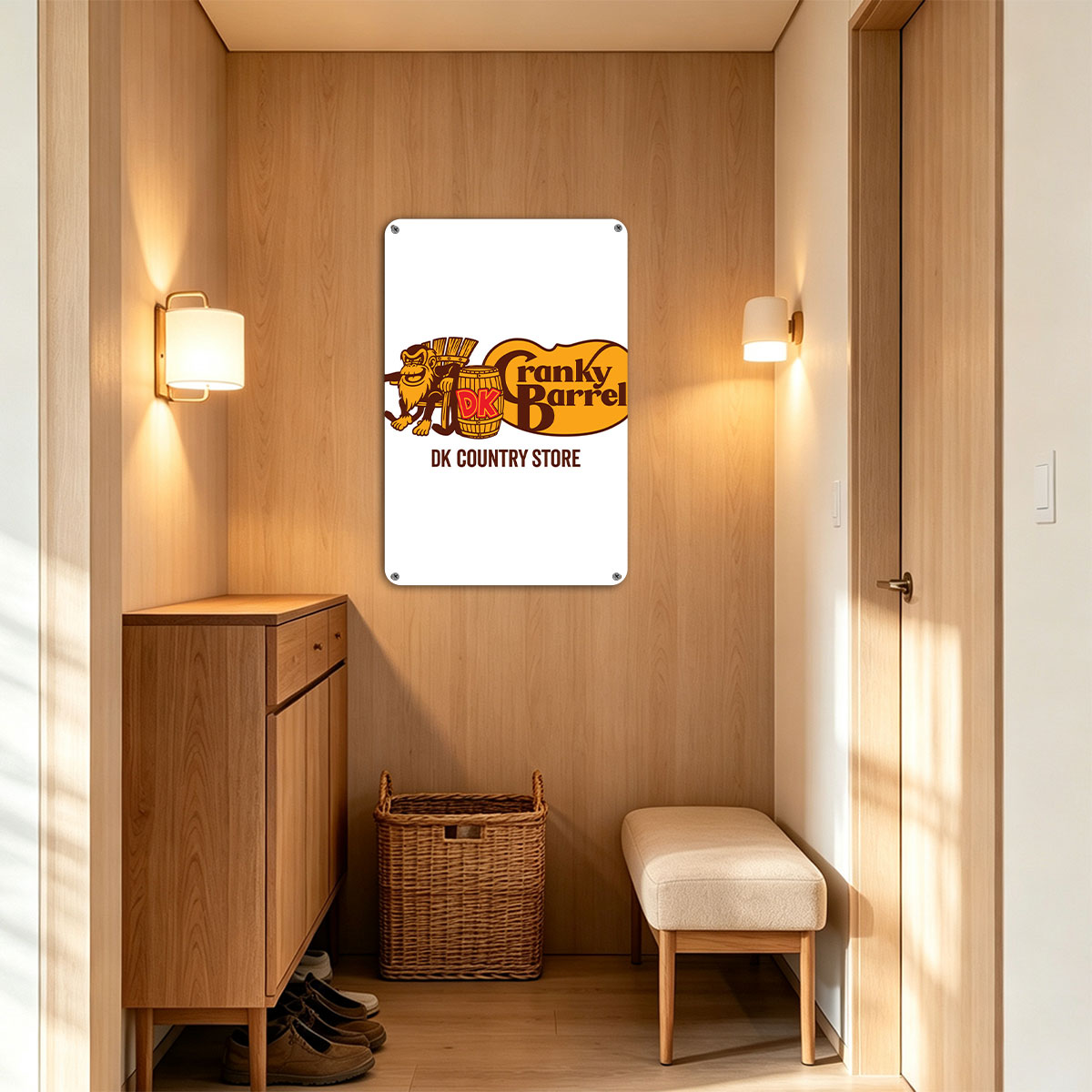 Donkey Kong Cranky Barrel DK Country Store Logo - painting