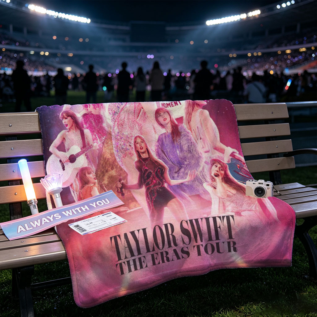 Taylor Swift The Eras Tour Concert Performance Poster with Multiple Outfits and Stage Lights - Blankets