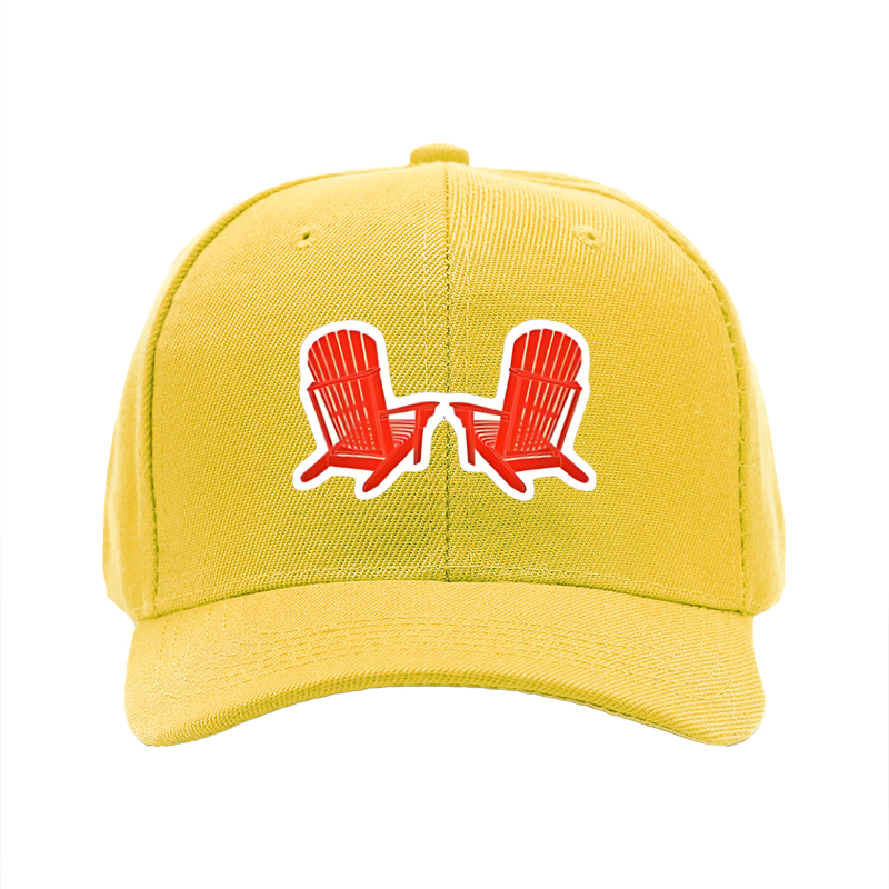 1pc New Baseball Cap with Red Adirondack Chair Print and Text Design Unisex Adjustable Hat for Outdoor Relaxation and Leisure Activities Suitable for Adults Who Love Nature and Casual Style