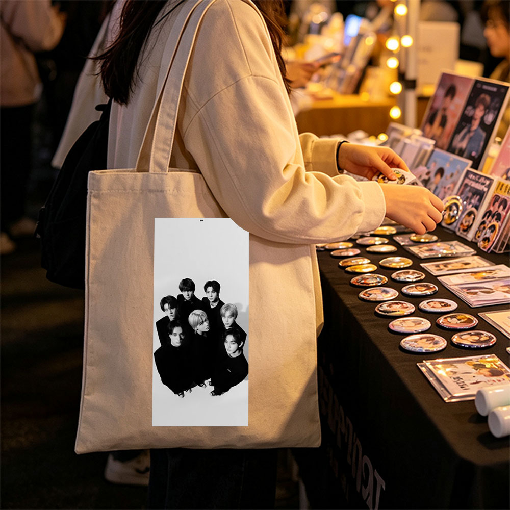 NCT Dream Group Photo in Black and White Studio Portrait - Canvas tote bags