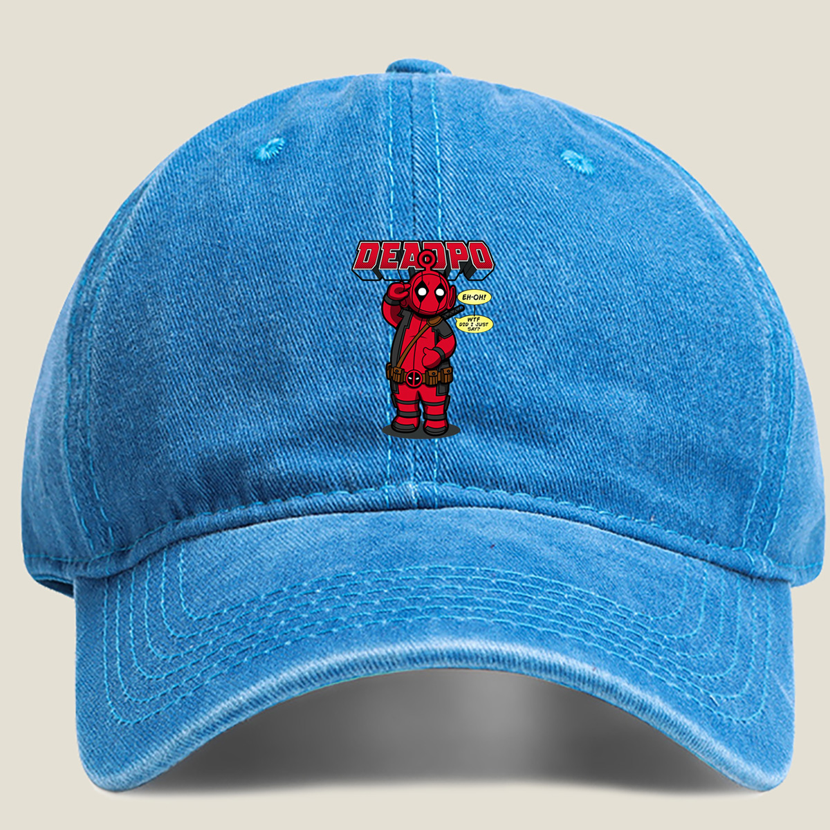 Deadpool Chibi Character Design - Washed Denim - Baseball Cap