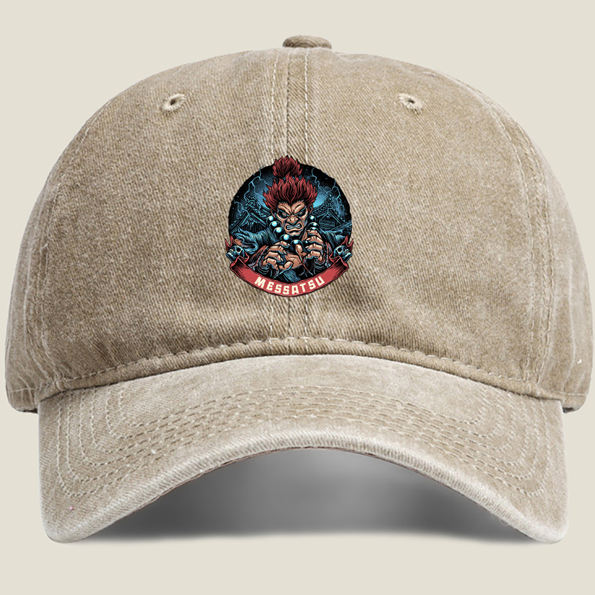 Messatsu: Red-Haired Warrior with Claws - Washed Denim - Baseball Cap