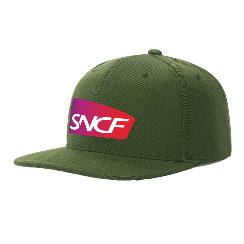 Flat Brim Baseball Cap SNCF Logo Print Streetwear Underground Skate Style for Basketball Court Skate Park Urban Riders and Hip Hop Artists