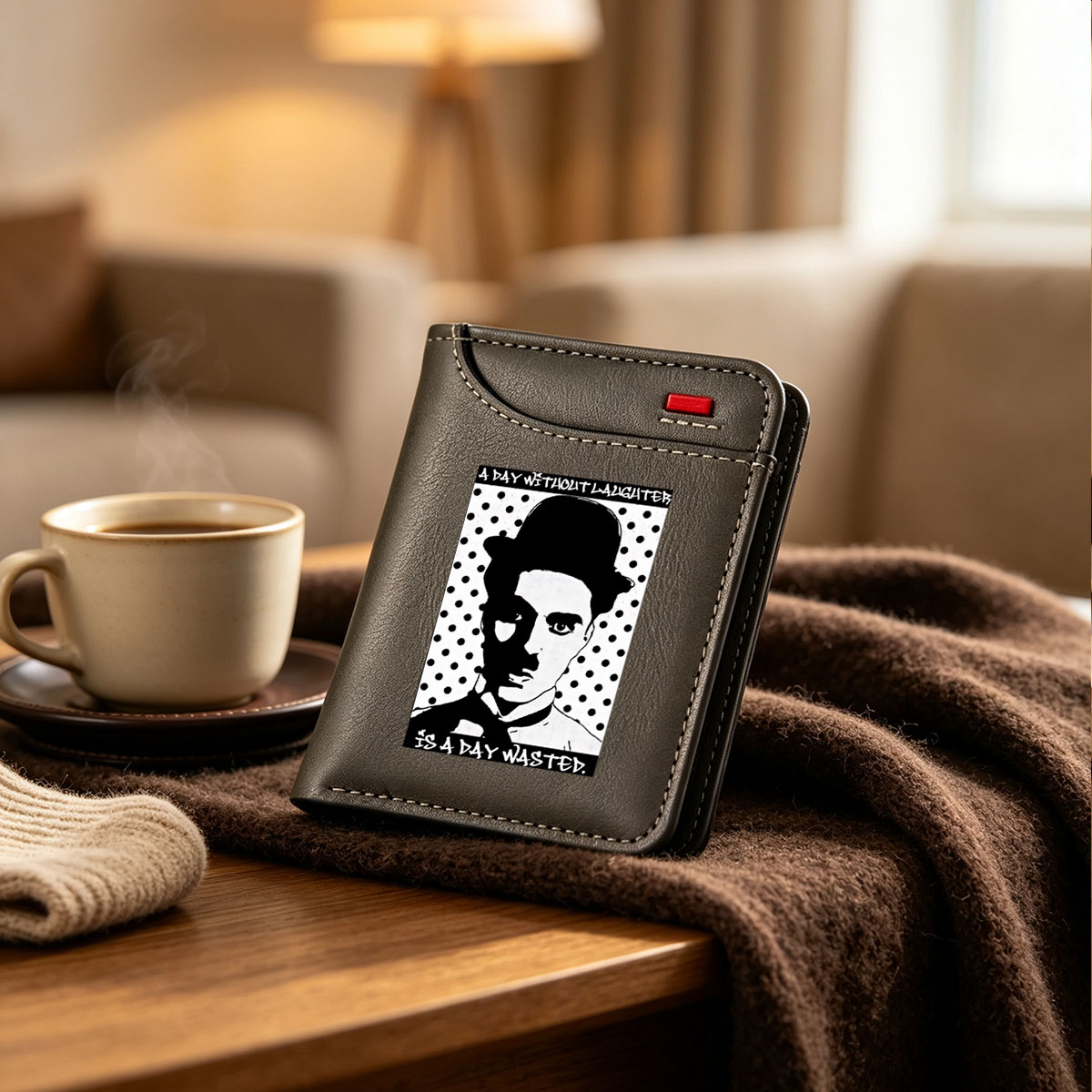 Charlie Chaplin: A Day Without Laughter Is a Day Wasted - Vertical Style Wallet