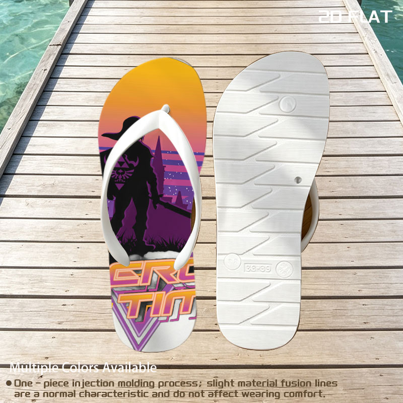 Hero of Time: Link Silhouette in Retro Sunset Scene -  flip-flops