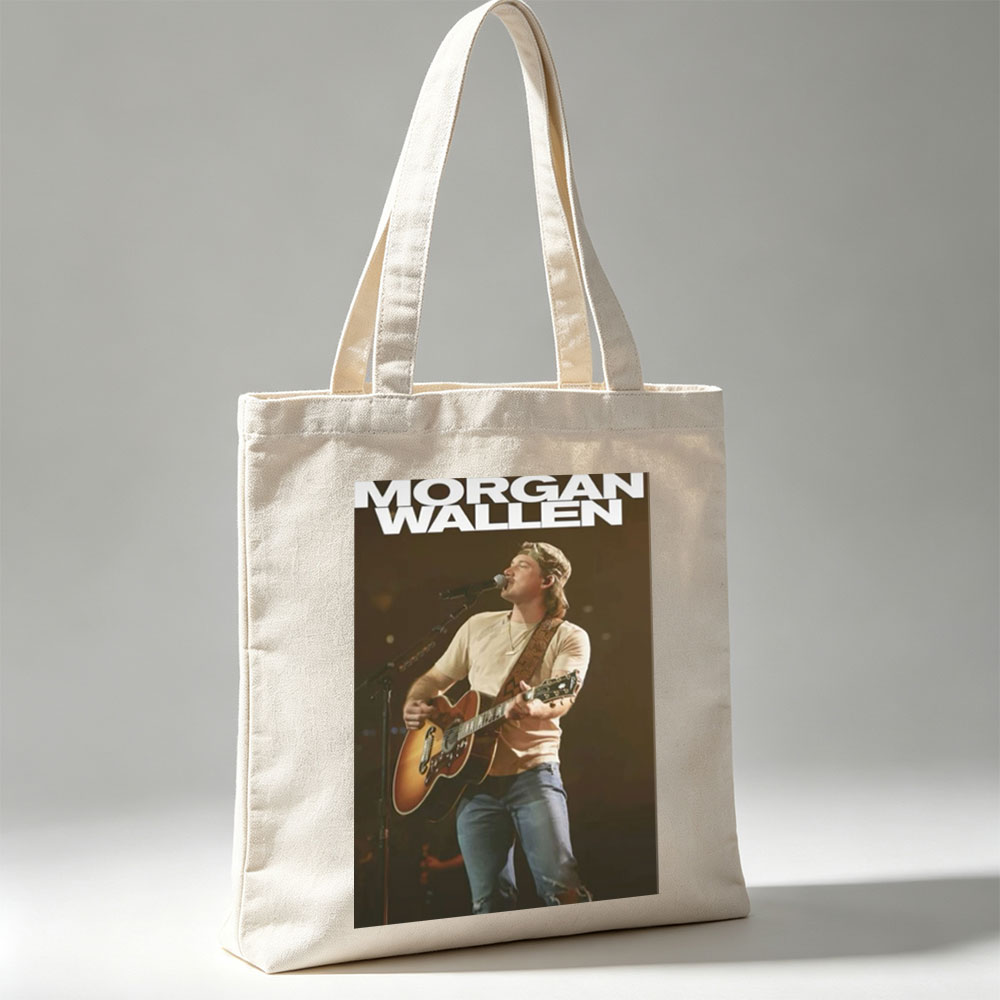 Morgan Wallen Live Performance Playing Acoustic Guitar on Stage - Canvas tote bags