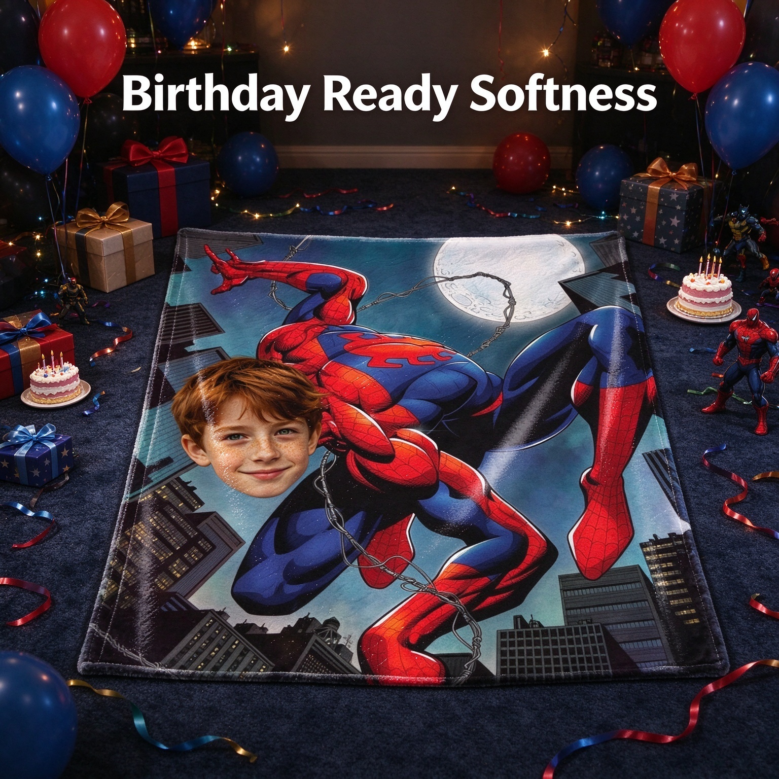 Custom Face Superhero Flannel Blanket, Personalized Photo Plush Throw for Kids and Adults, Unique Birthday Gift