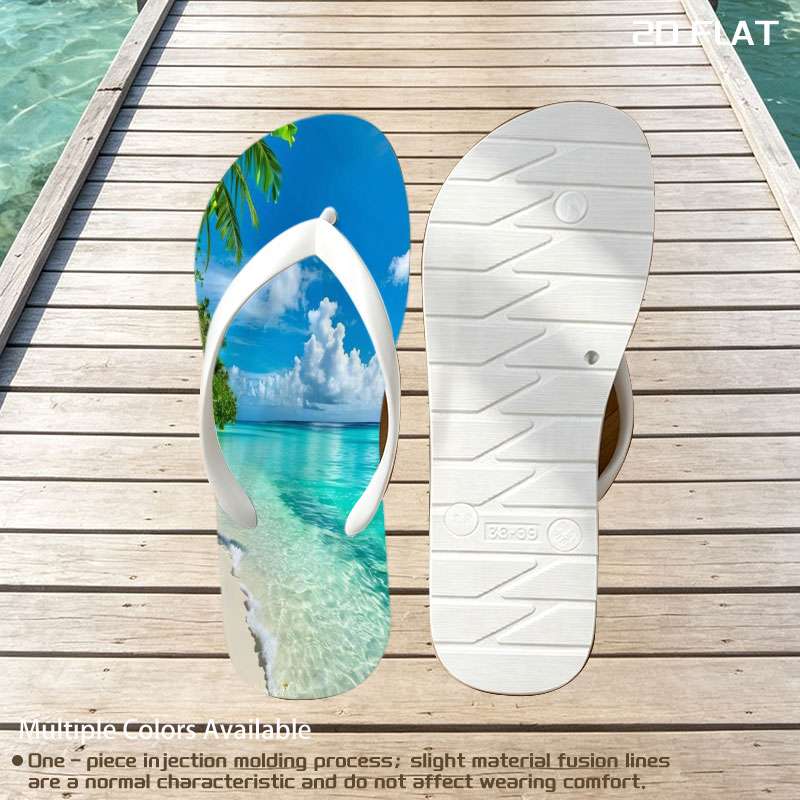 Tropical Beach with Crystal Clear Waters and Palm Trees -  flip-flops