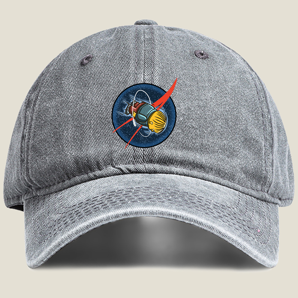 Space Adventure with a Robot Astronaut - Washed Denim - Baseball Cap