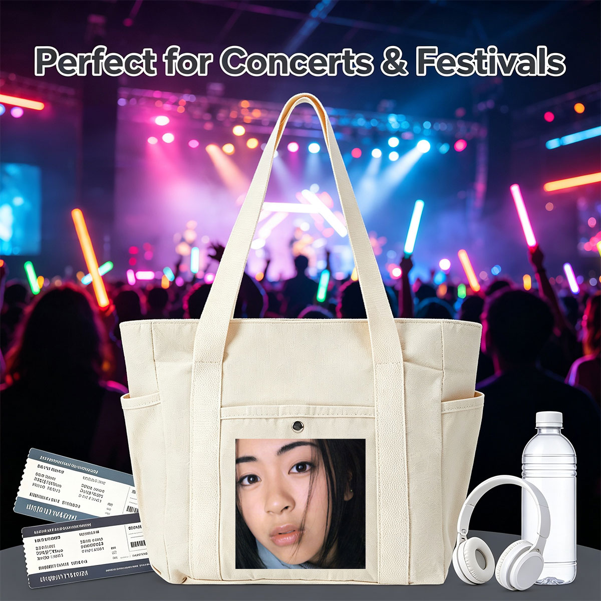 Ayumi Hamasaki Close-Up Portrait with Soft Lighting and Gentle Expression - Multi-pocket bags