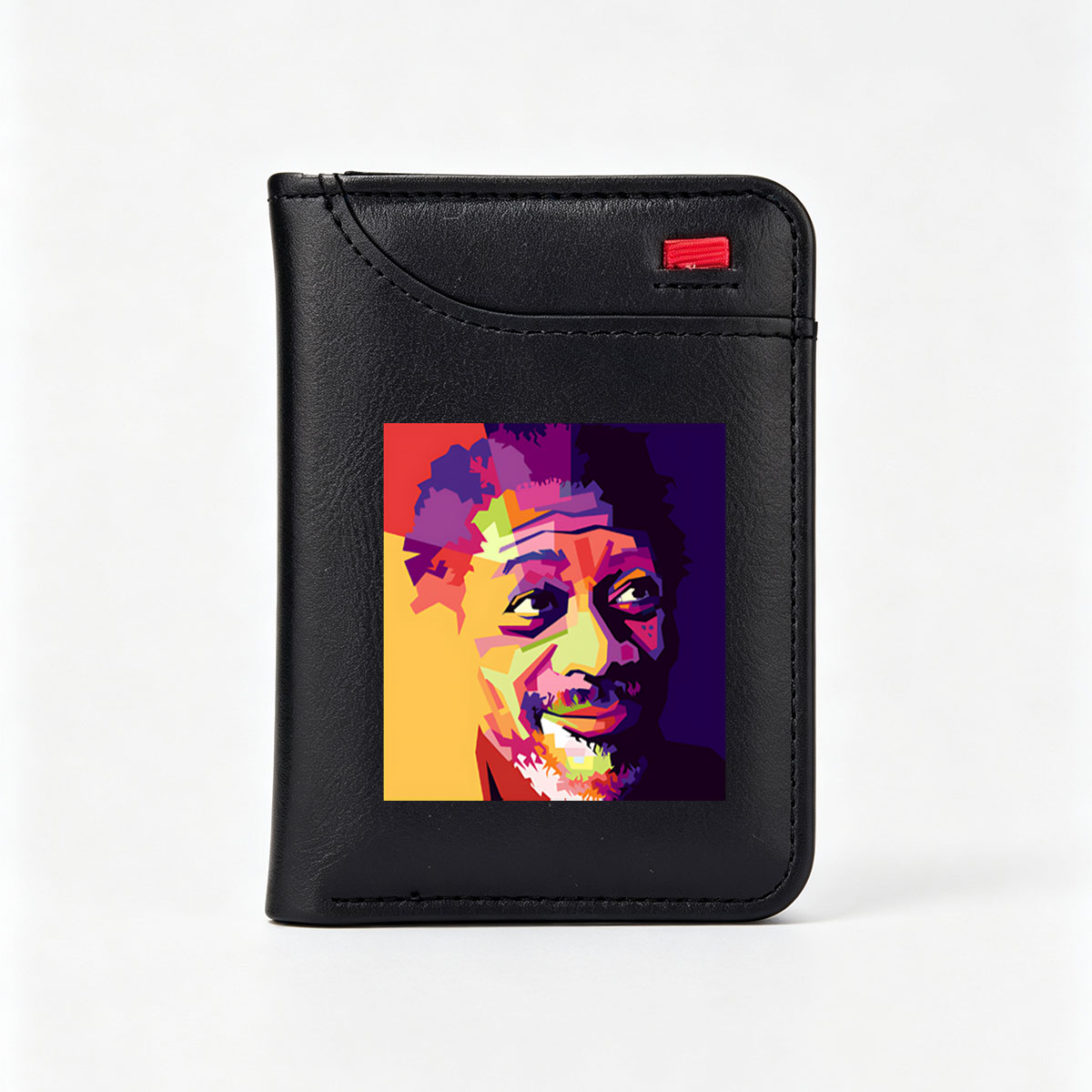 Colorful Abstract Portrait of a Man with Vibrant Geometric Patterns - Vertical Style Wallet