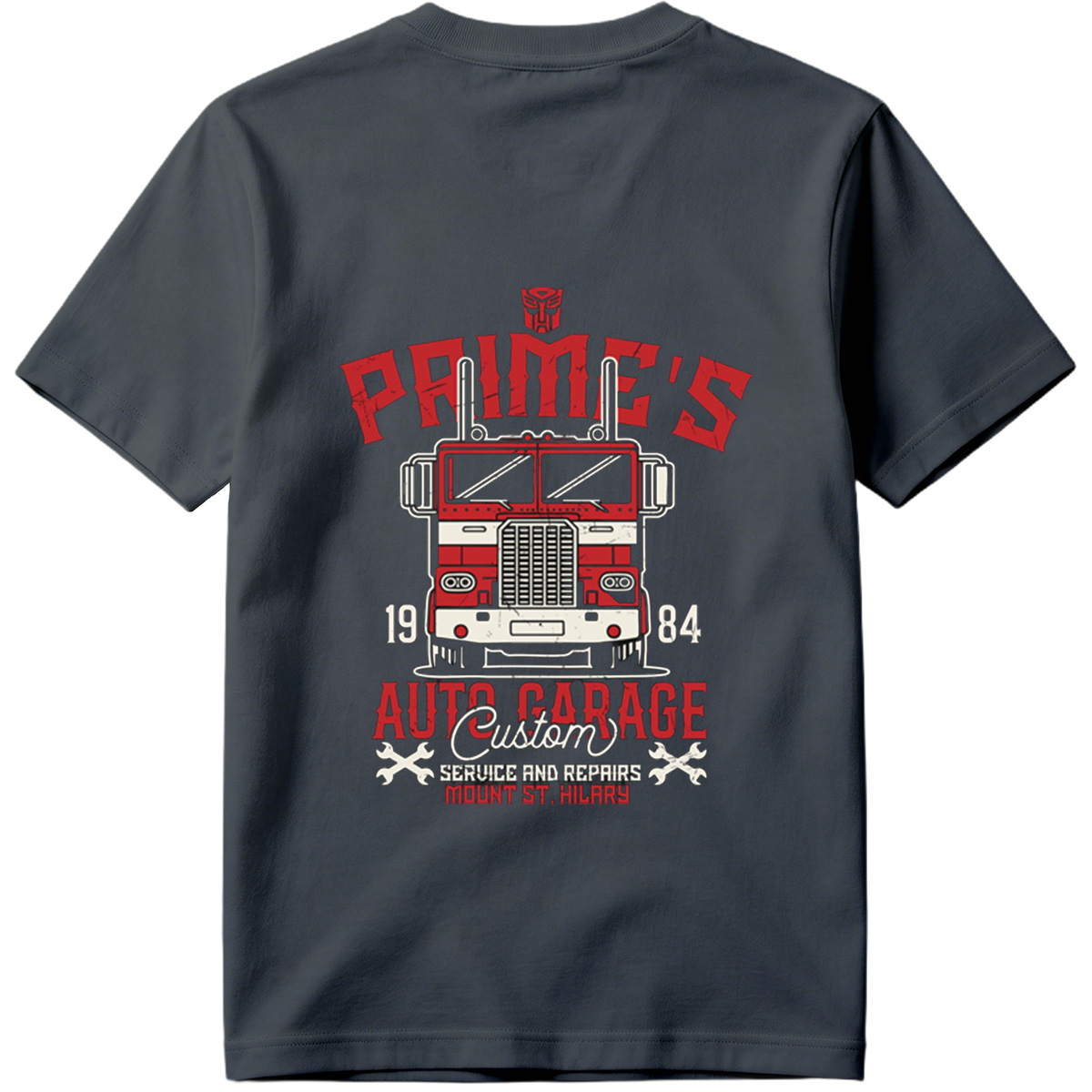 Transformers Optimus Prime Auto Garage T-Shirt Design - Tee