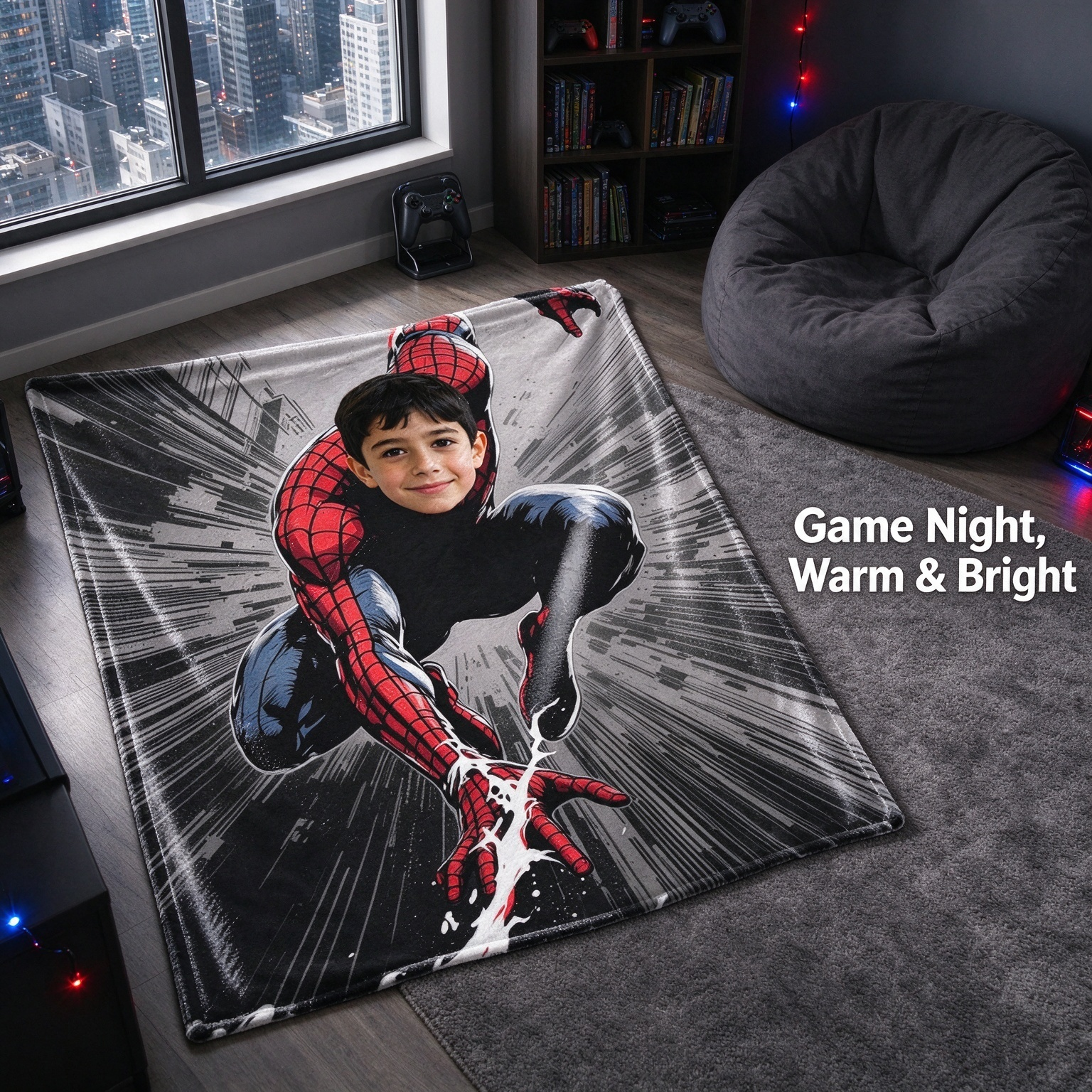 Custom Face Superhero Blanket Soft Flannel Fleece Throw with Photo Ideal Personalized Gift