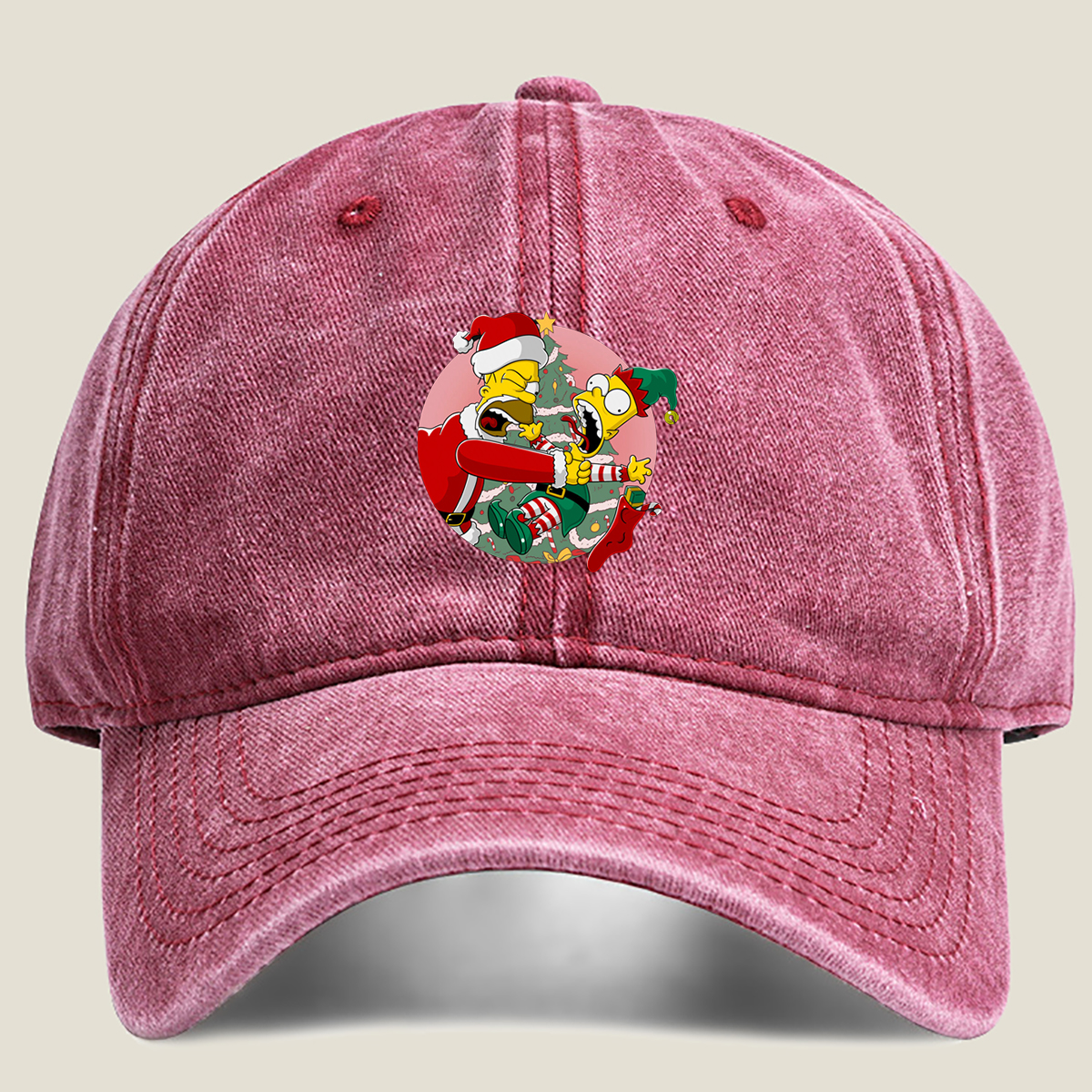 Simpsons Christmas Chaos: Homer and Bart in Holiday Hijinks - Washed Denim - Baseball Cap
