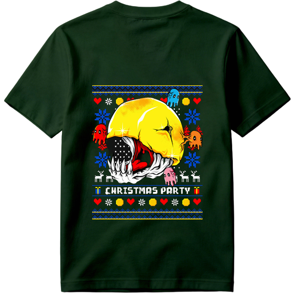 Pac-Man Christmas Party with Ghosts - Tee