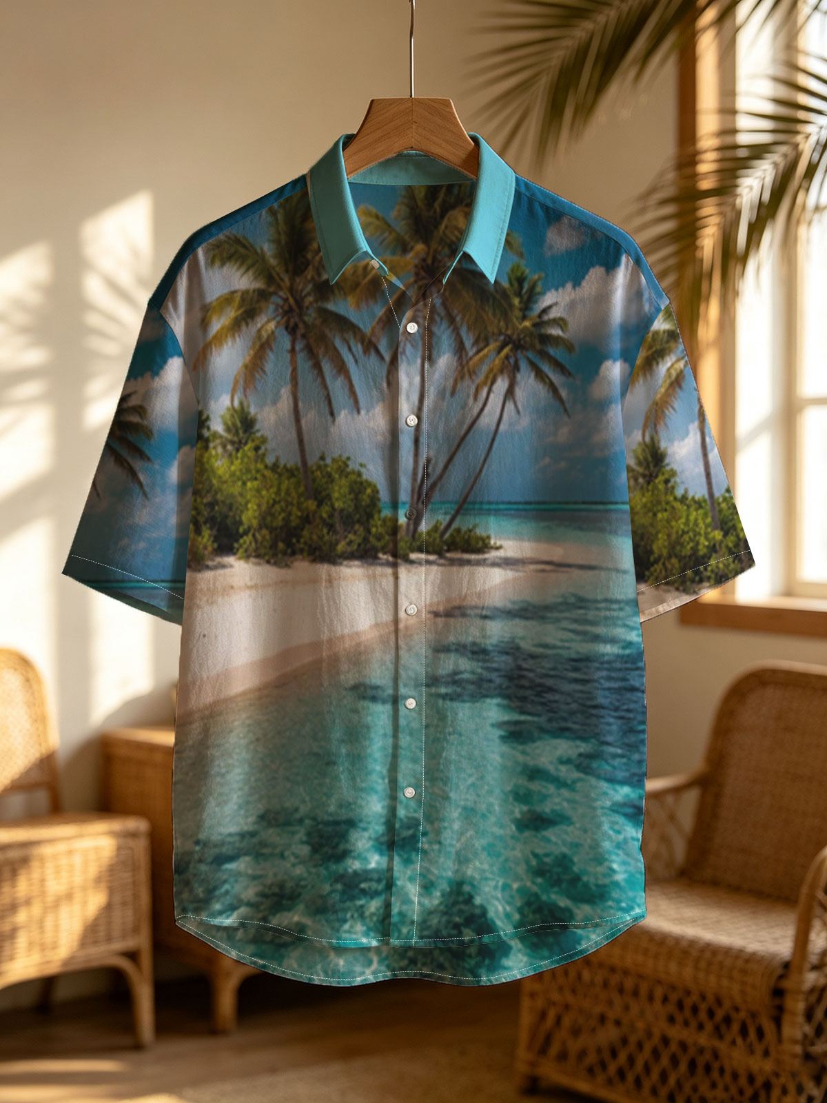 Tropical Beach with Palm Trees and Crystal Clear Water -  Shirt