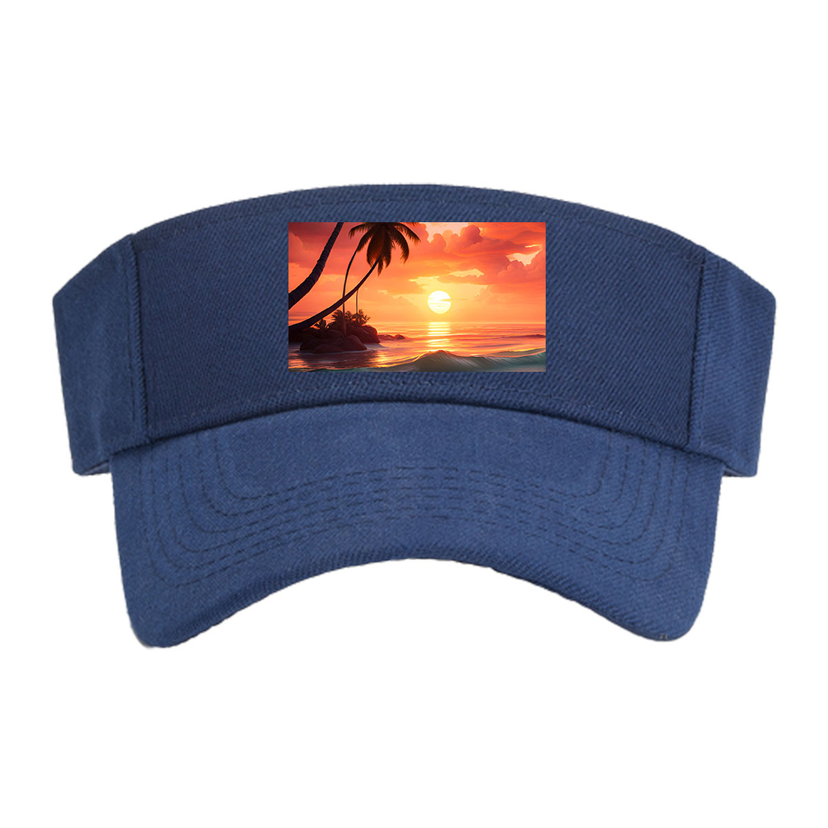 Tropical Sunset Beach with Palm Trees and Golden Waves -  Visor cap